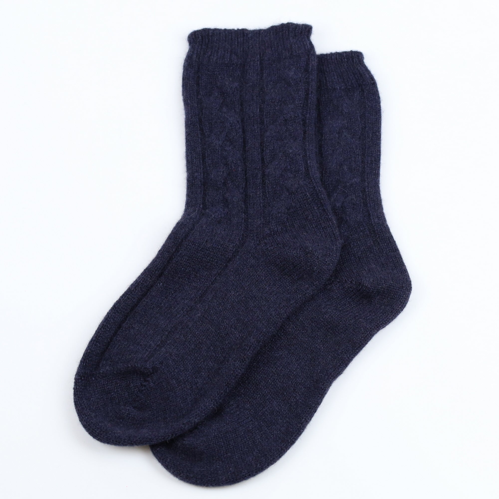 Brand New Scottish Navy Blue Luxury Cable Cashmere Bed Socks