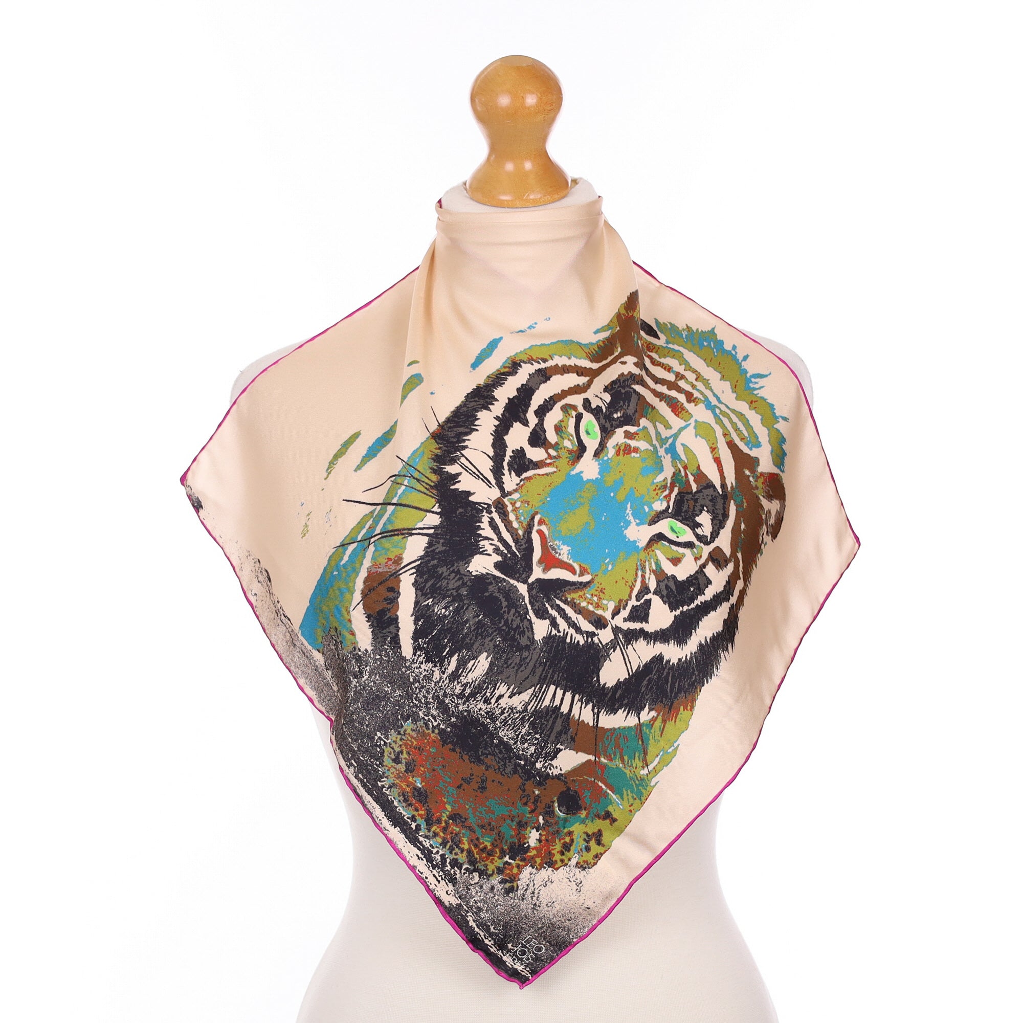 Brand New Leo Joseph Abstract Tiger Silk Scarf