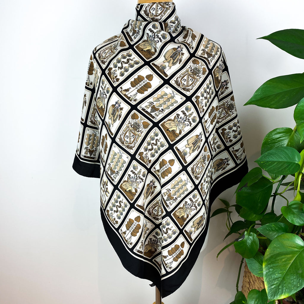 Renard Playing Card Vintage Silk Scarf