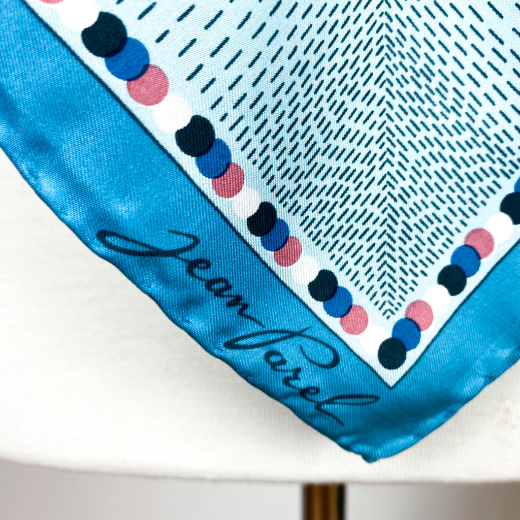 Turquoise Abstract Pattern Silk Scarf