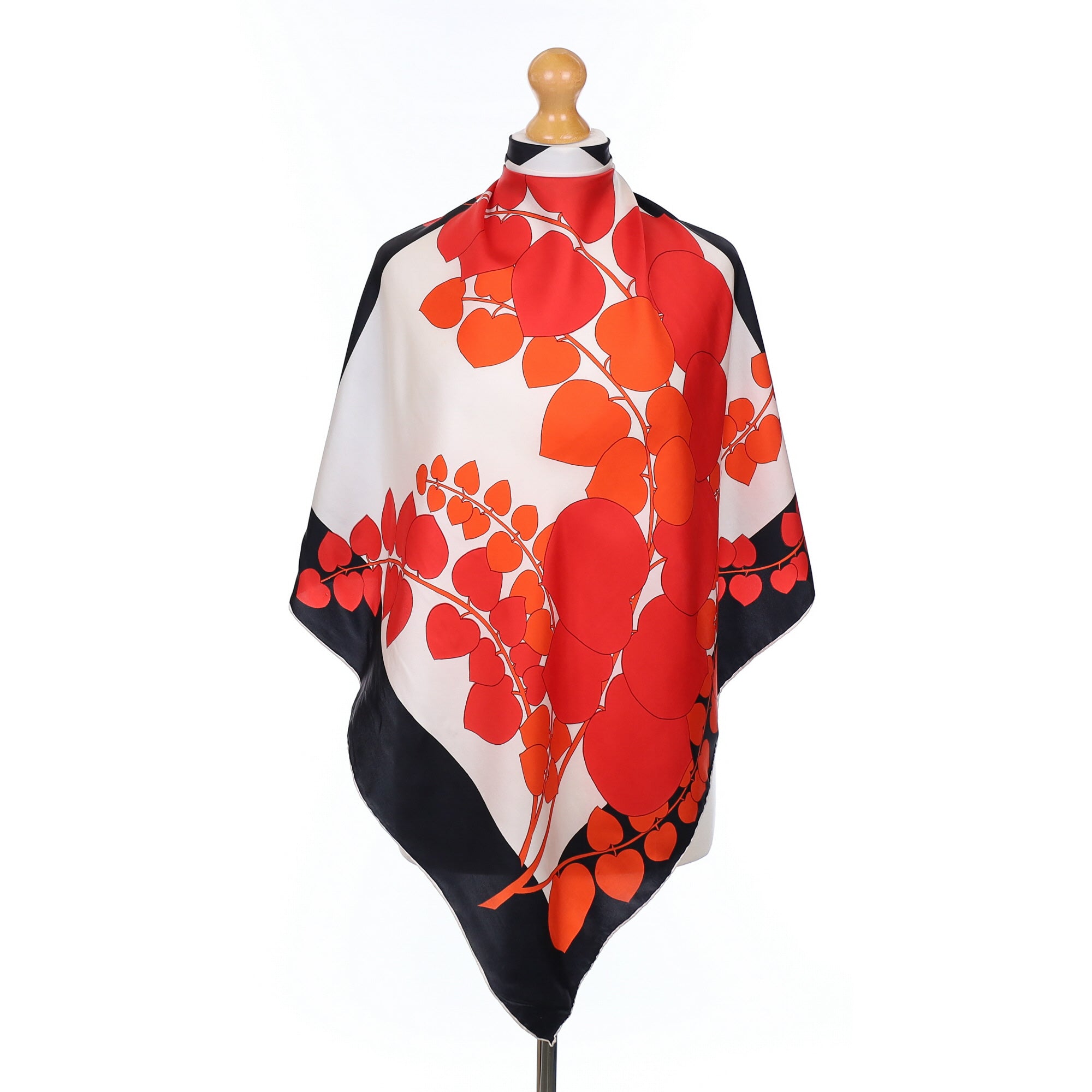 1970’s Red Floral Vintage Silk Scarf