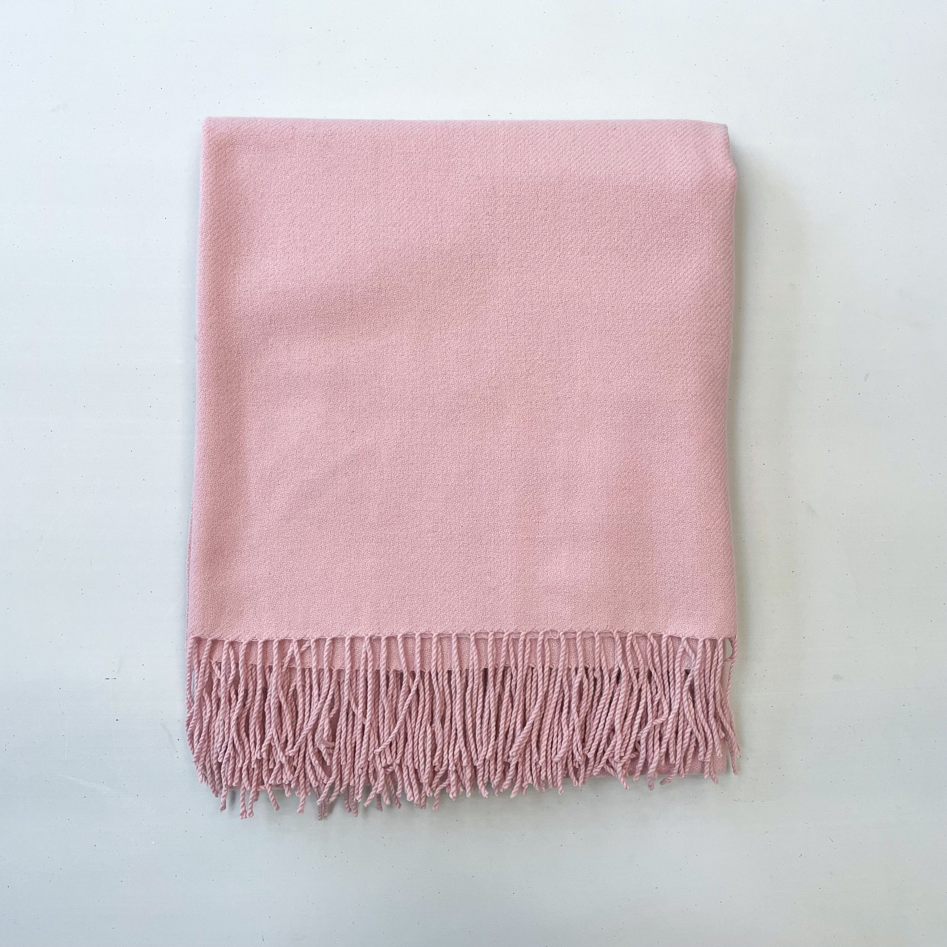 Shell Pink Cashmere Fringed Woven Blanket