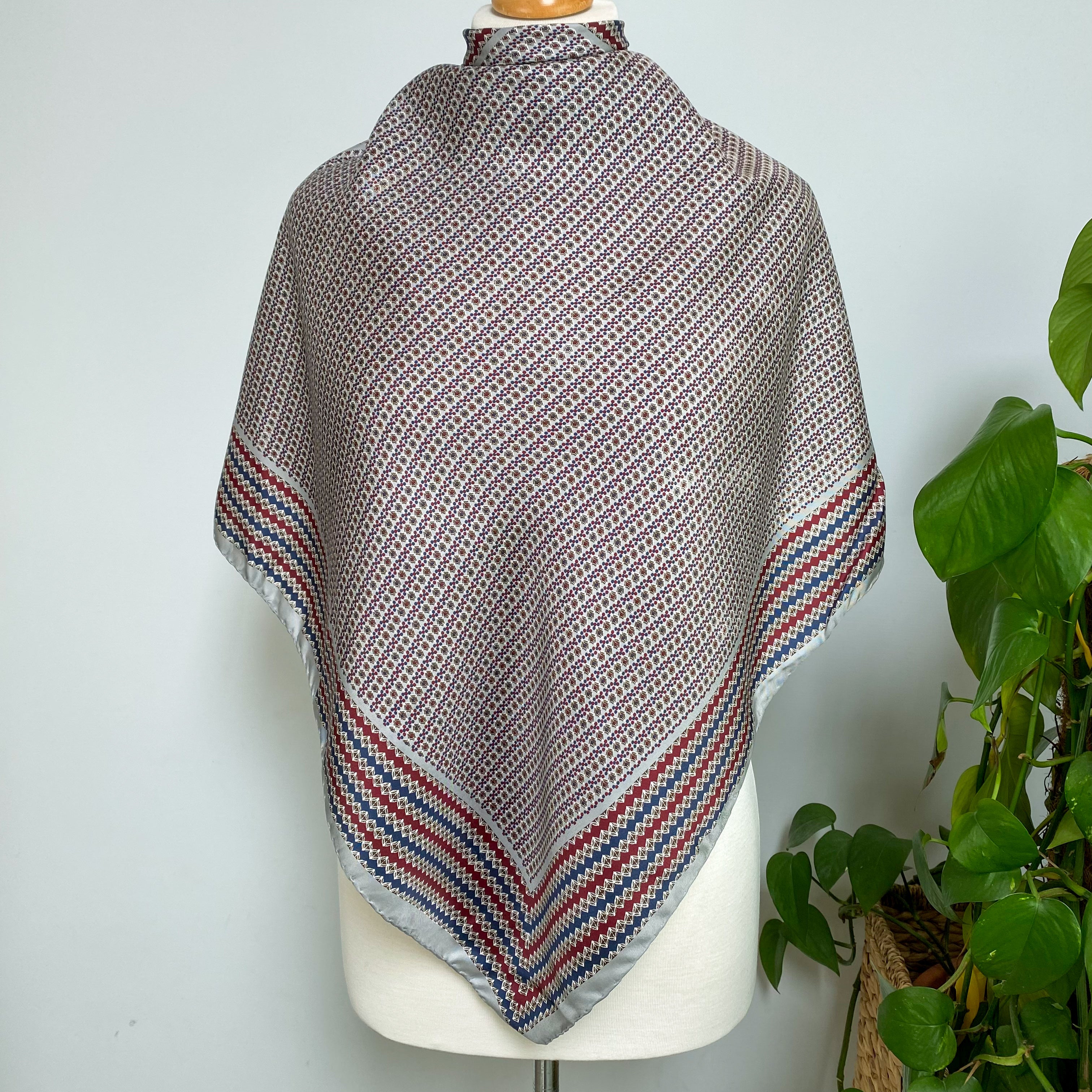 1970s Italian Geometric Vintage Silk Scarf