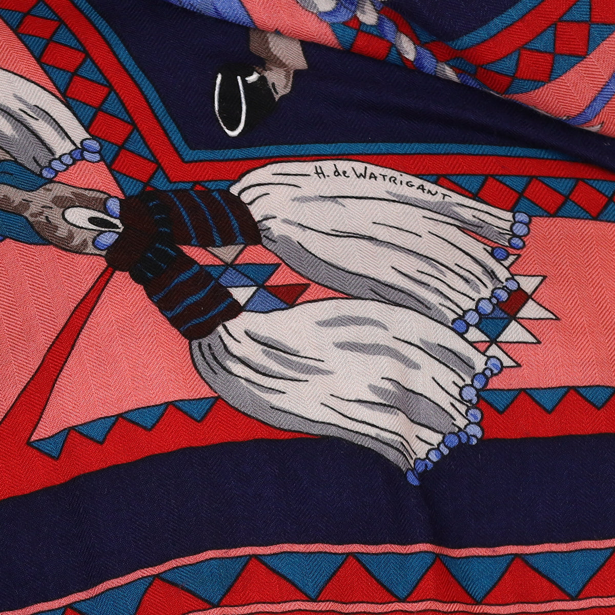 Hermès Les Chevaux Qataris 140 Cashmere and Silk Shawl