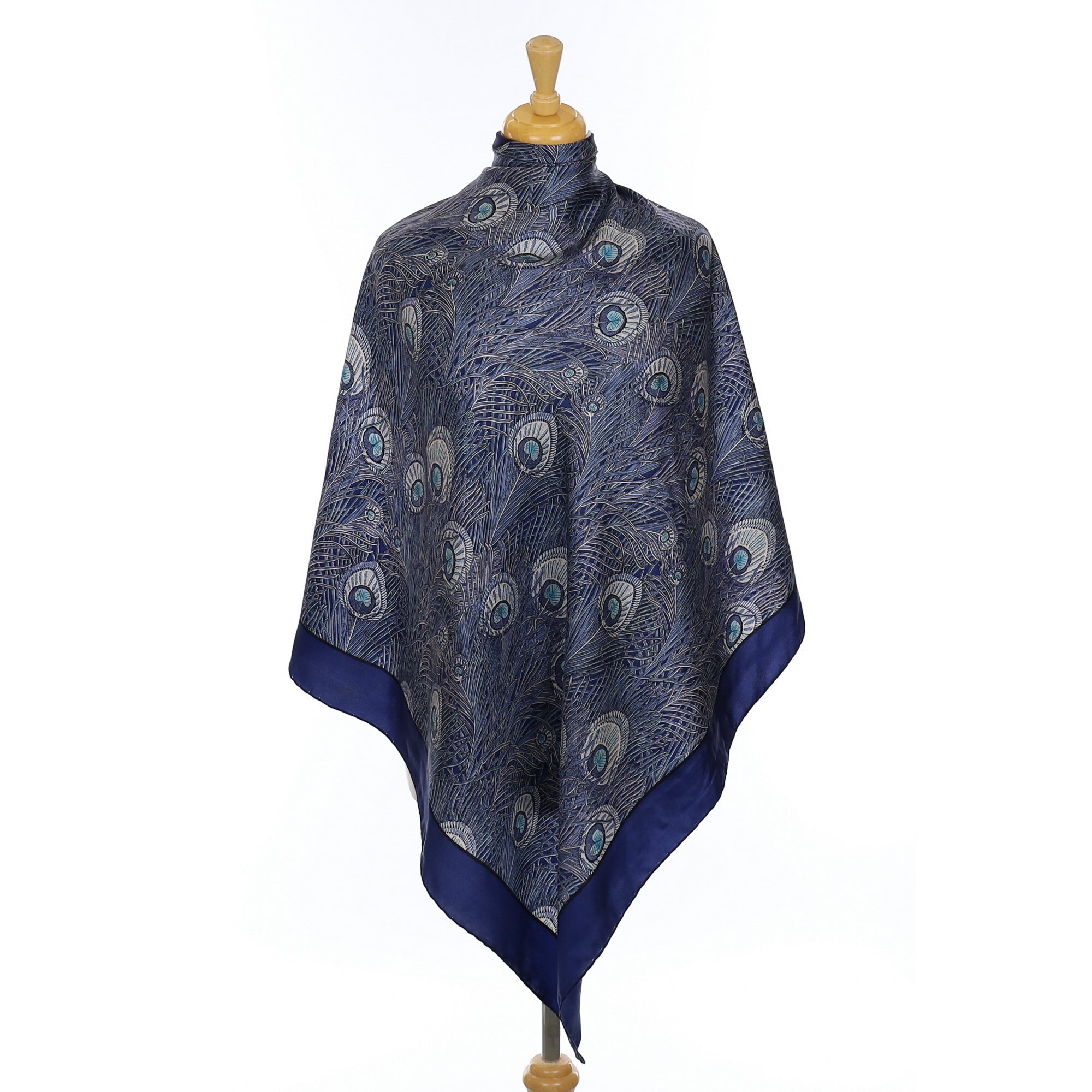 Liberty Blue Peacock Design Silk Scarf