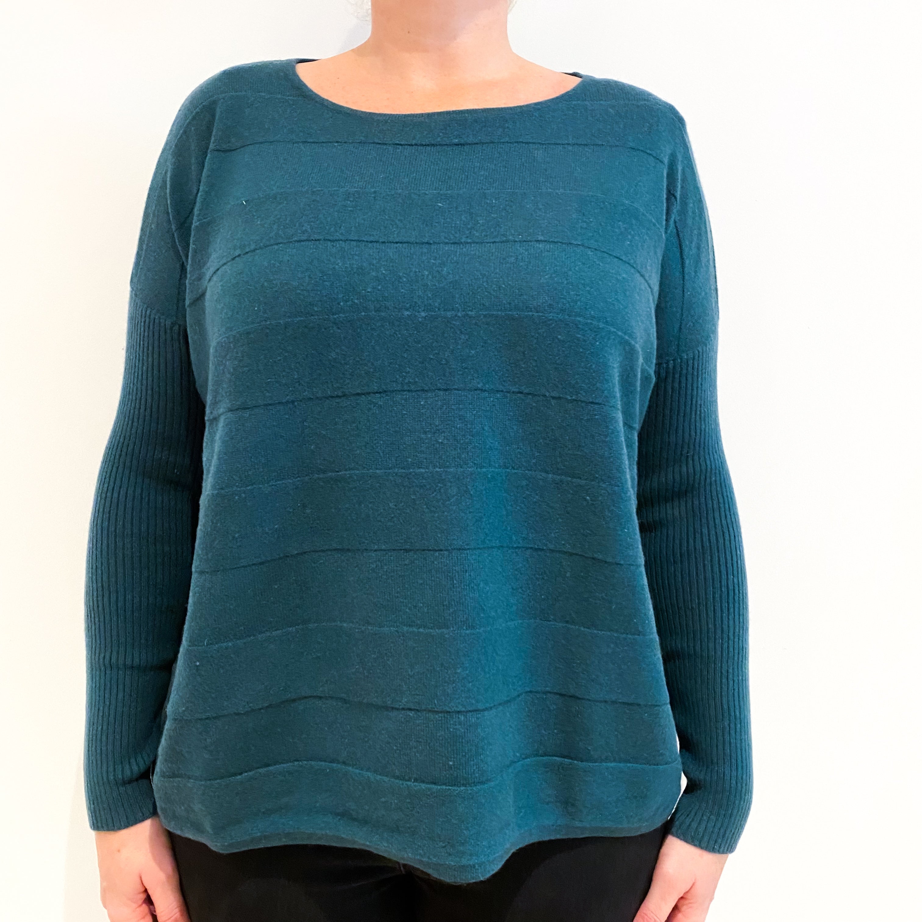 Forest Green Cashmere Slash Neck Jumper Large