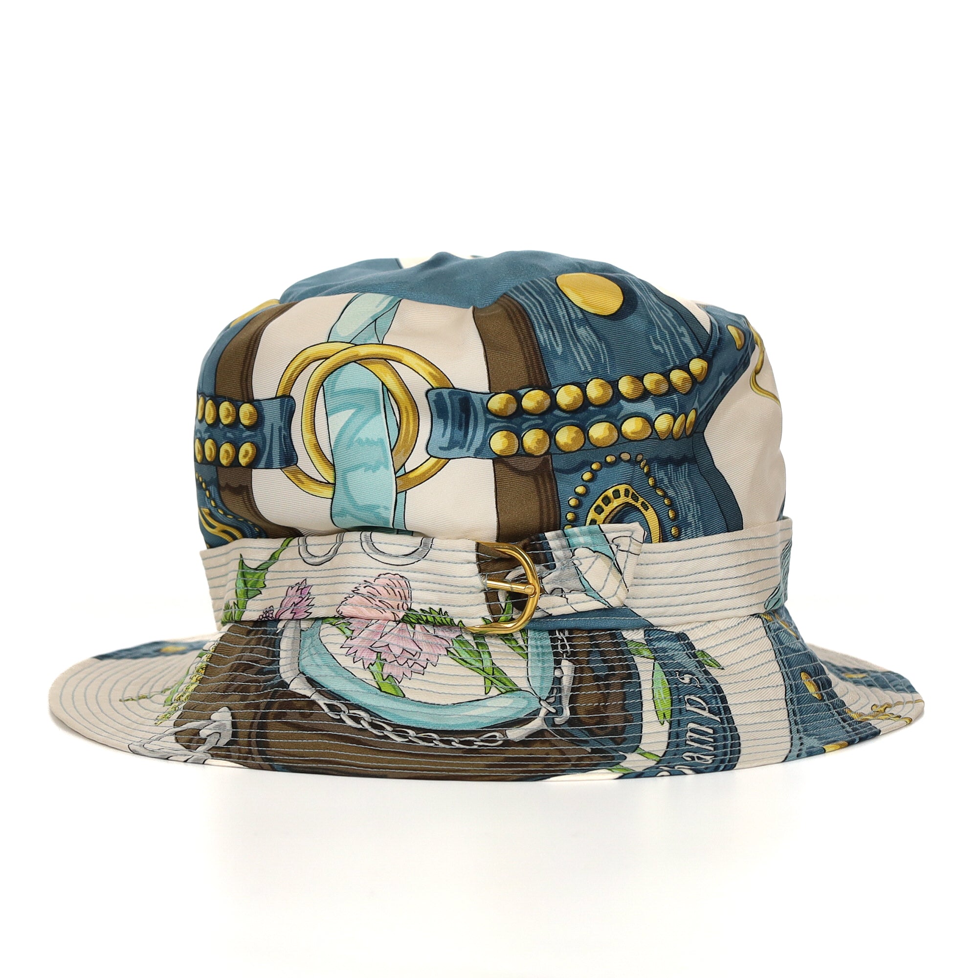 Boxed Hermès Aux Champs Vintage Silk Sun Hat
