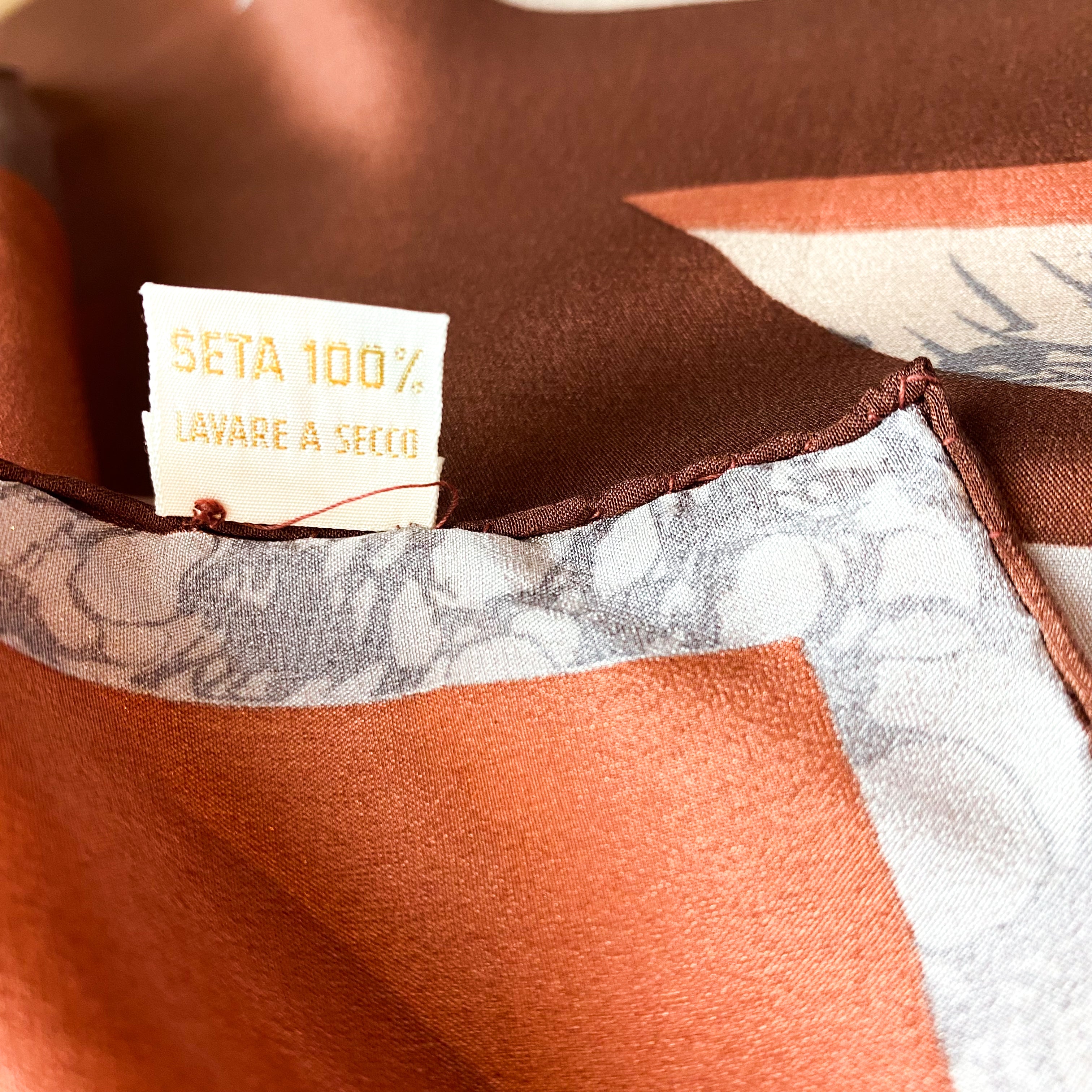 Unworn 1970s Ostinelli Vintage Silk Scarf