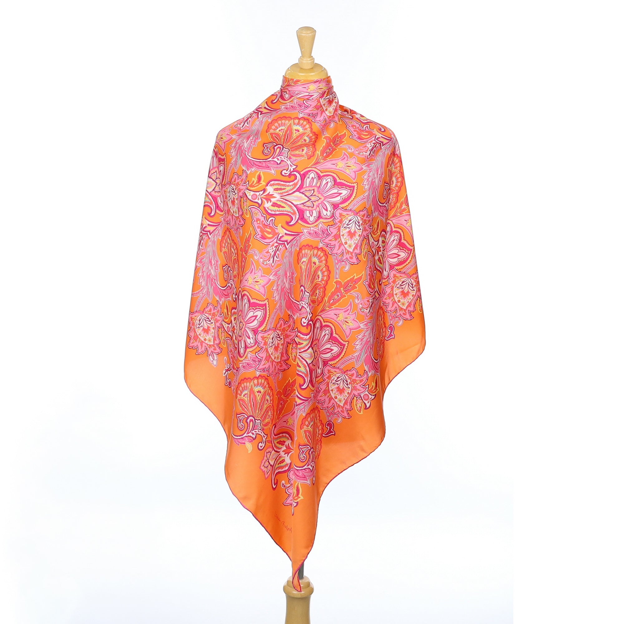 Ralph Lauren Orange and Pink Silk Scarf