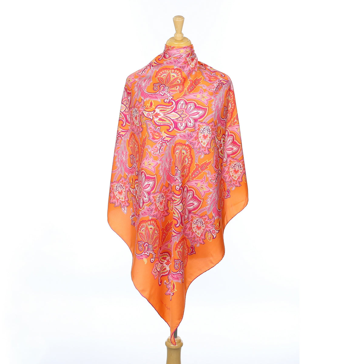 Ralph Lauren Orange and Pink Silk Scarf