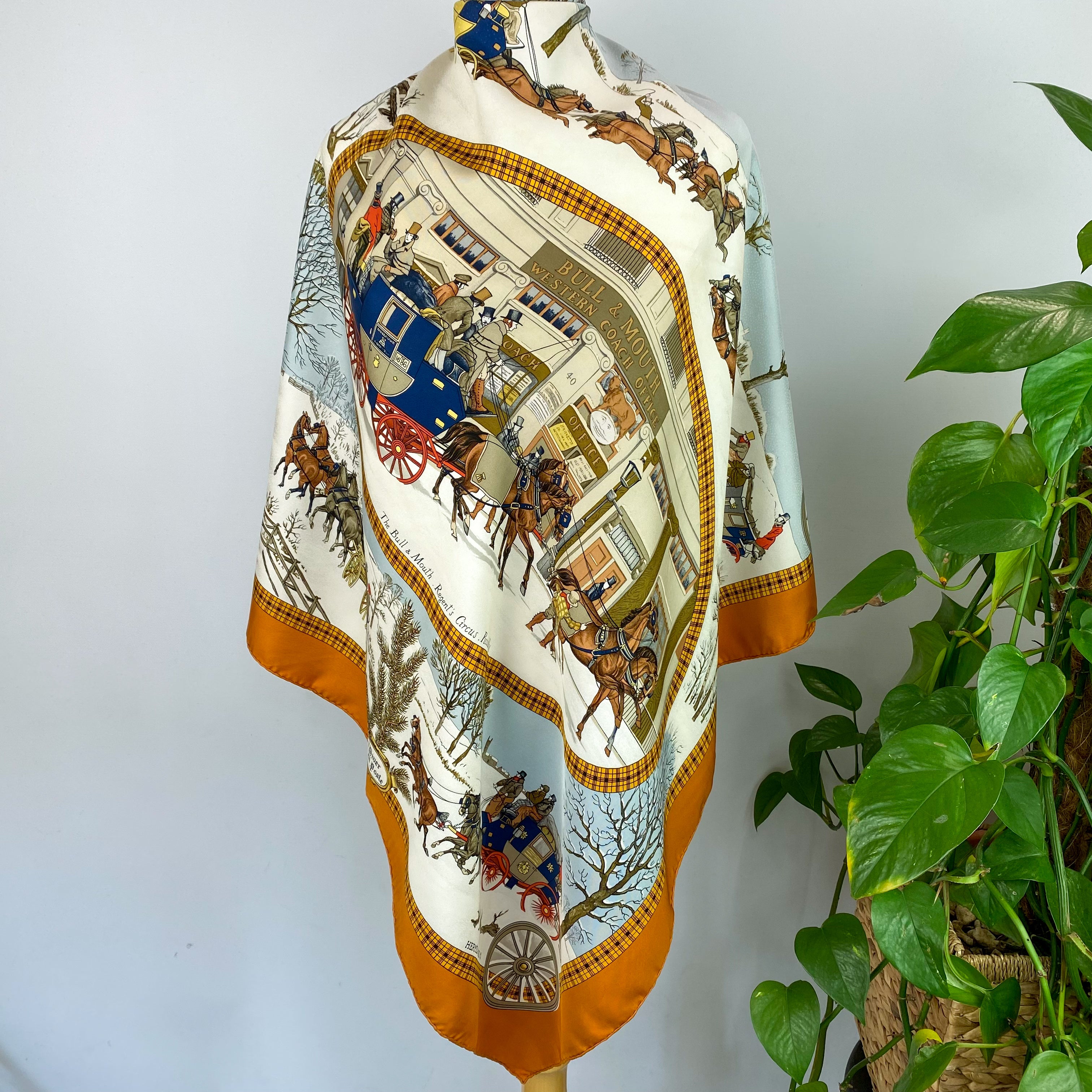 Boxed Hermès L’hiver en Poste Silk Scarf