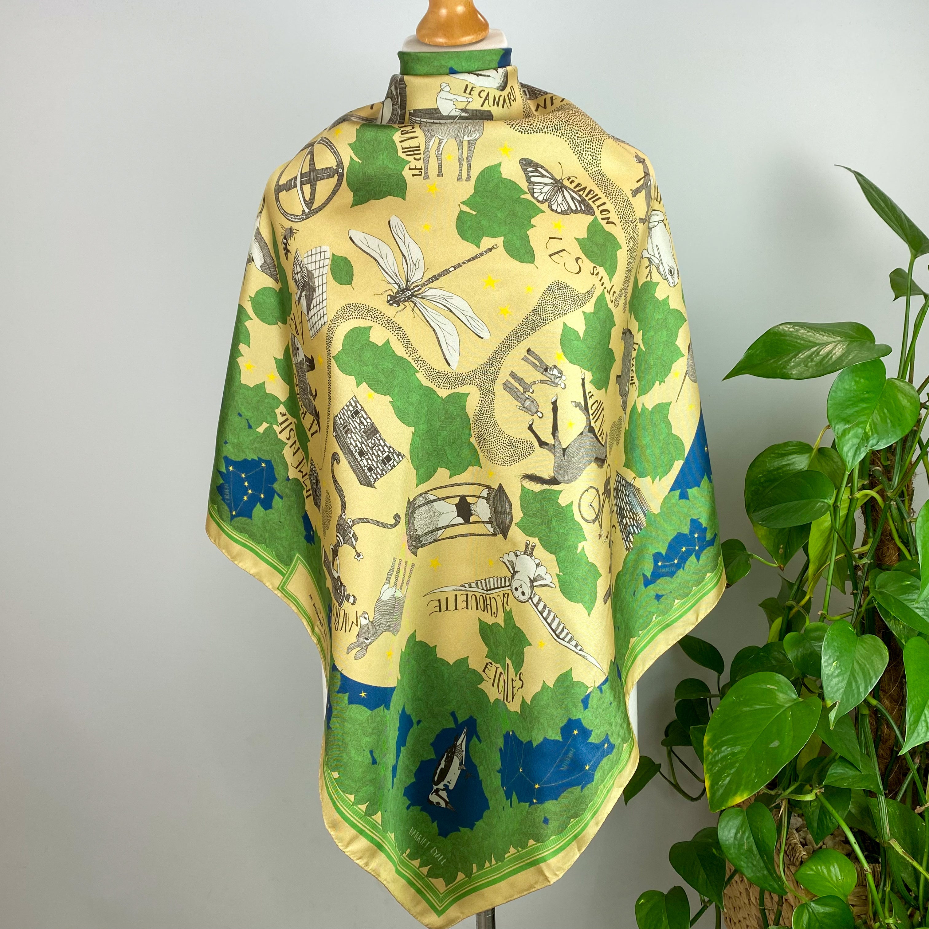 French ‘Au Domaine Des Etangs’ Silk Scarf