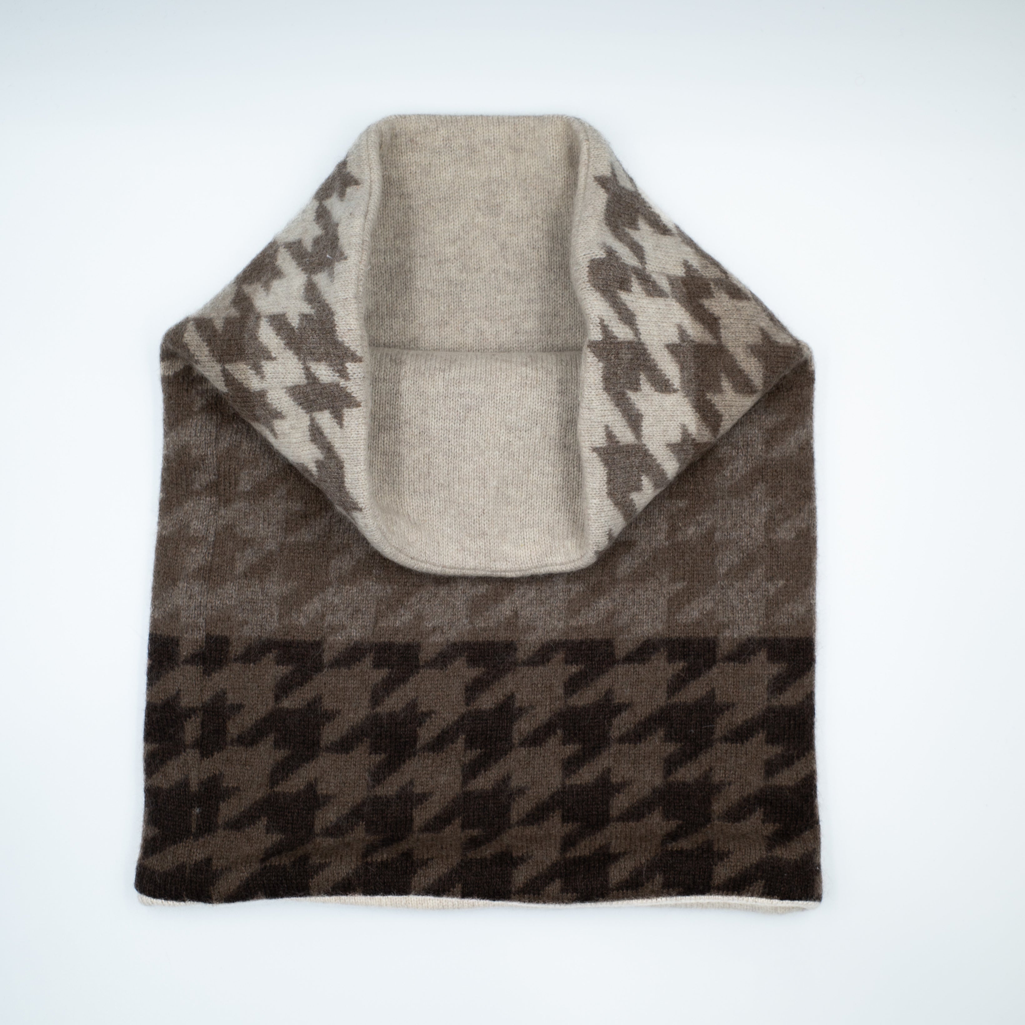 Mocha Dog Tooth Luxury Double Layered Snood