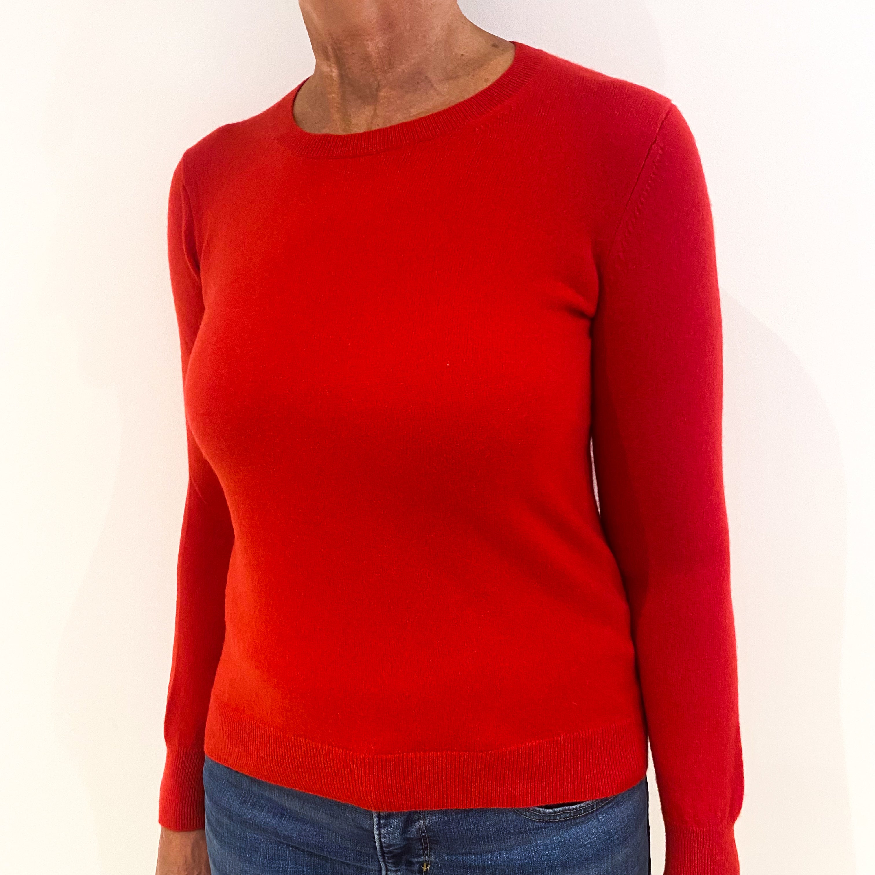 Post Box Red Cashmere Crew Neck Jumper Medium