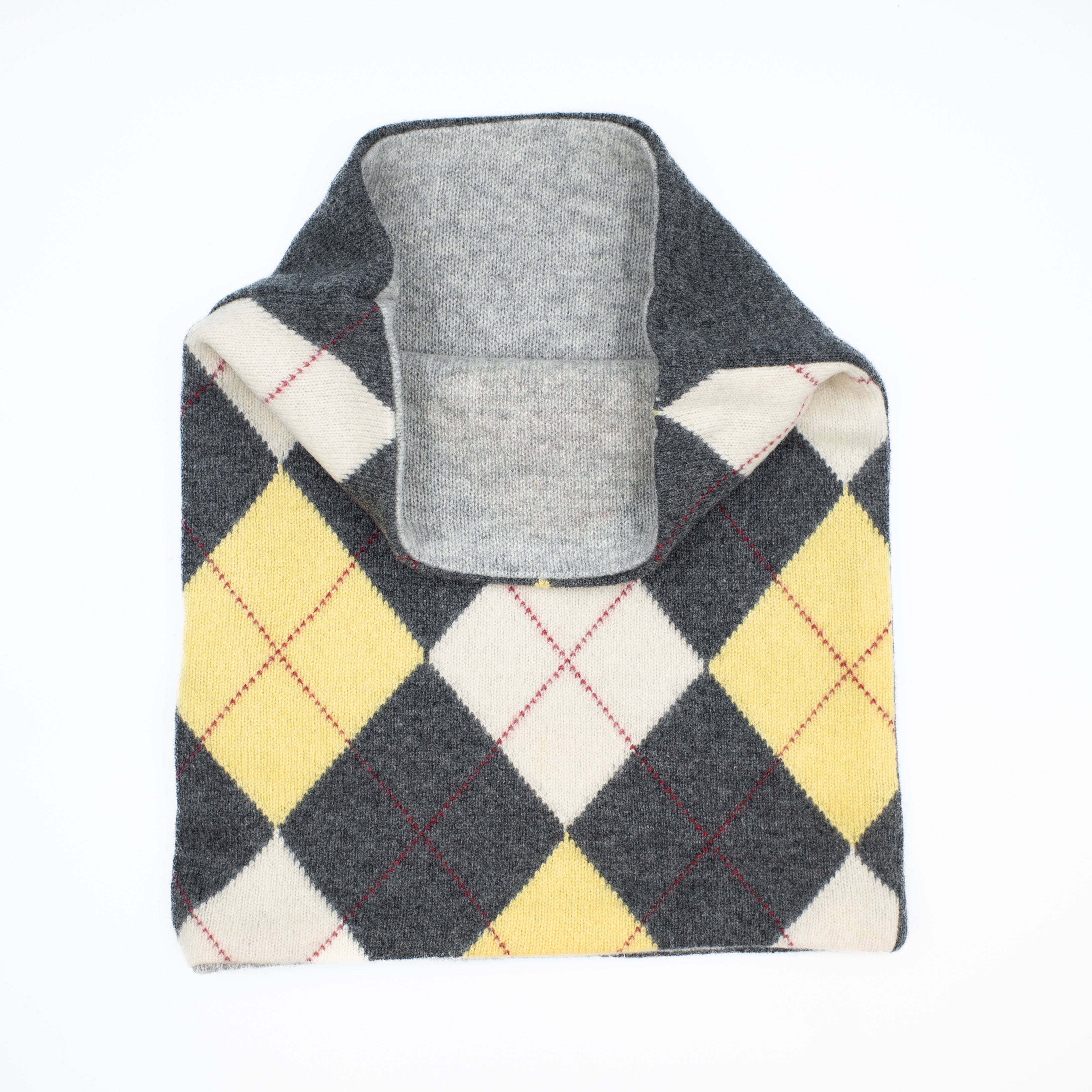 Grey Yellow and Cream Diamond Luxury Double Layered Snood