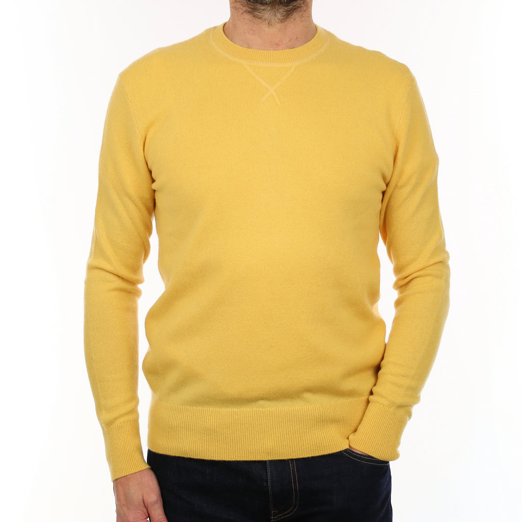 Men's Pineapple Yellow Cashmere Sweatshirt Style Crew Neck Jumper Small