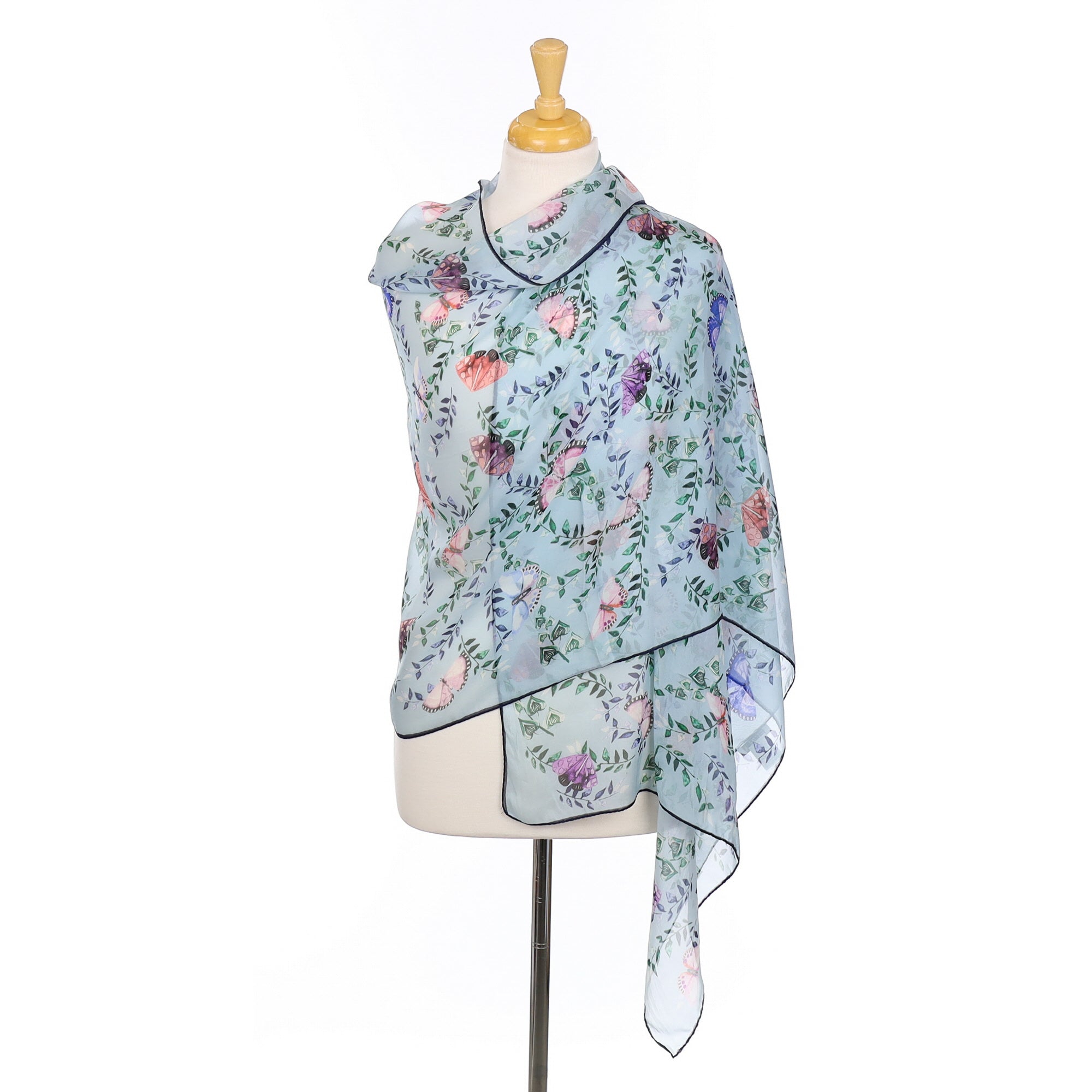 Furla Butterfly Pale Blue Silk Scarf
