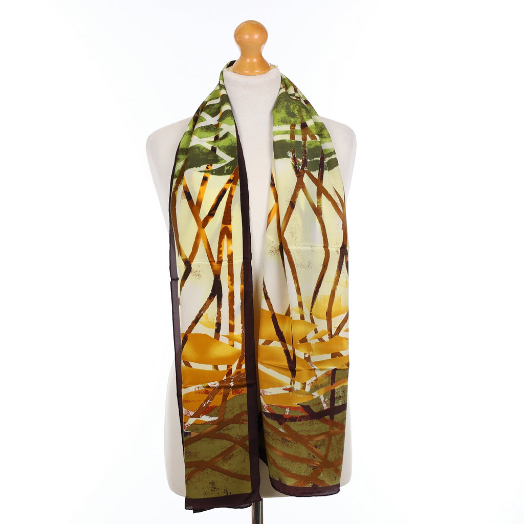 Brand New Jammers & Leufgen Green Patterned Silk Scarf