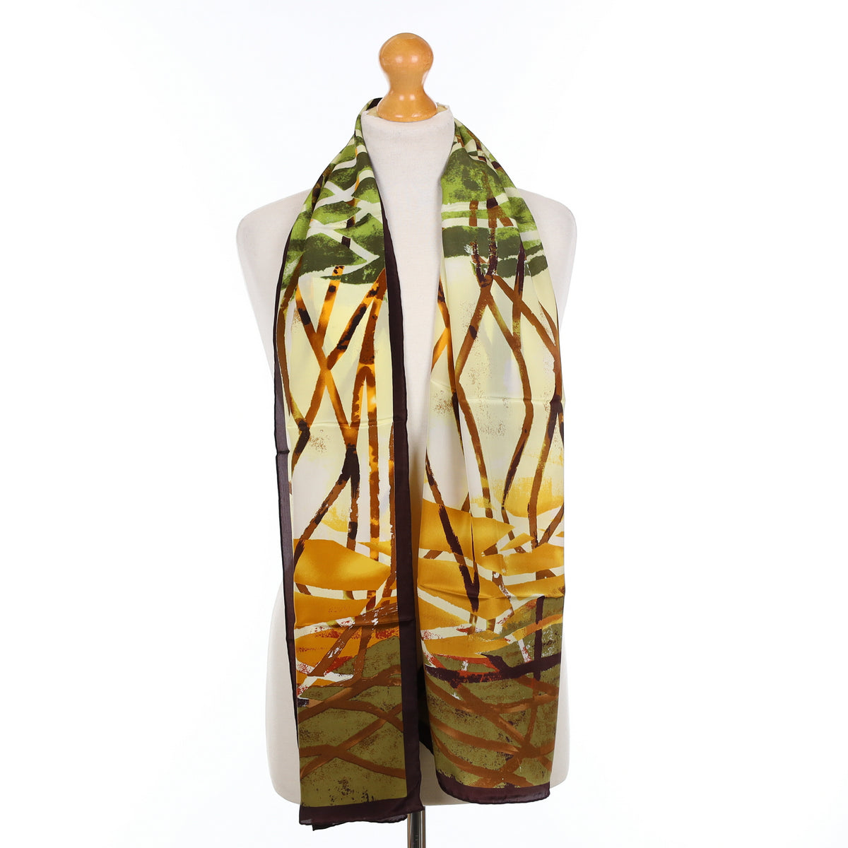 Brand New Jammers & Leufgen Green Patterned Silk Scarf