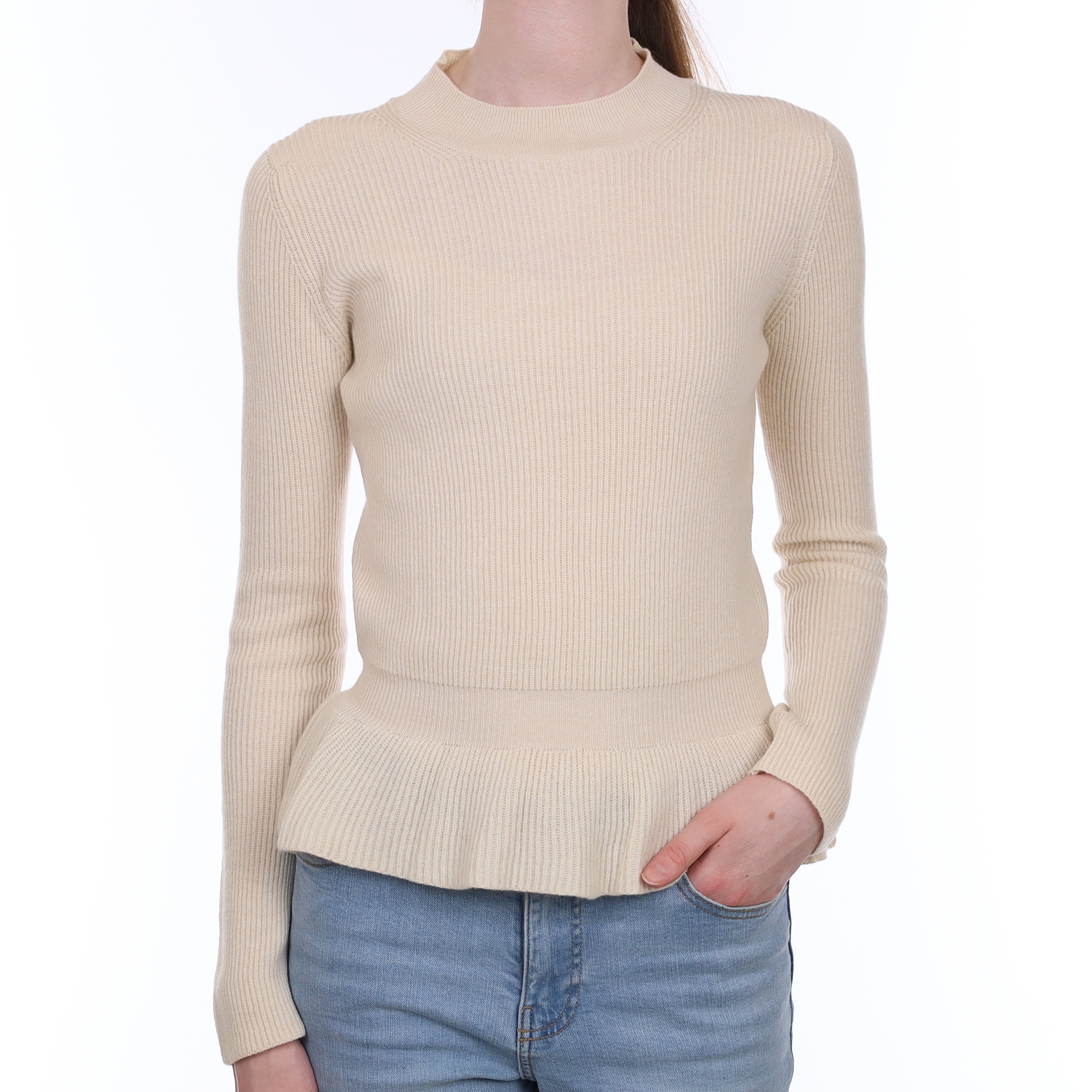 Brand New Scottish Vanilla Cream Cashmere Turtle Neck Jumper Extra Small