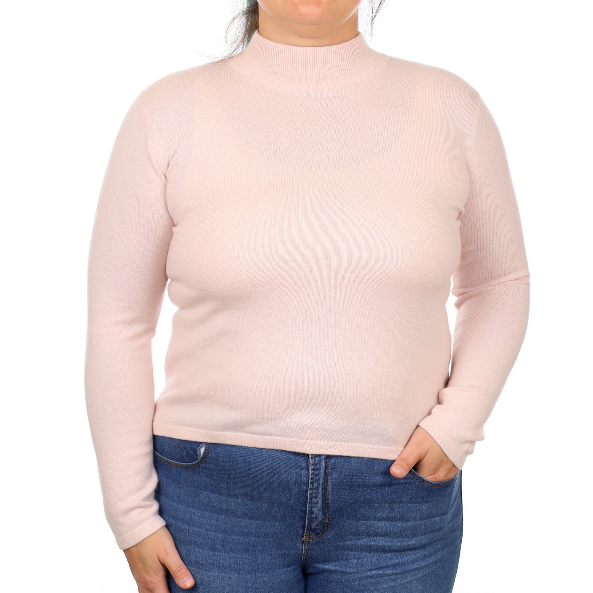 Shell Pink Cashmere Turtle Neck Jumper Large