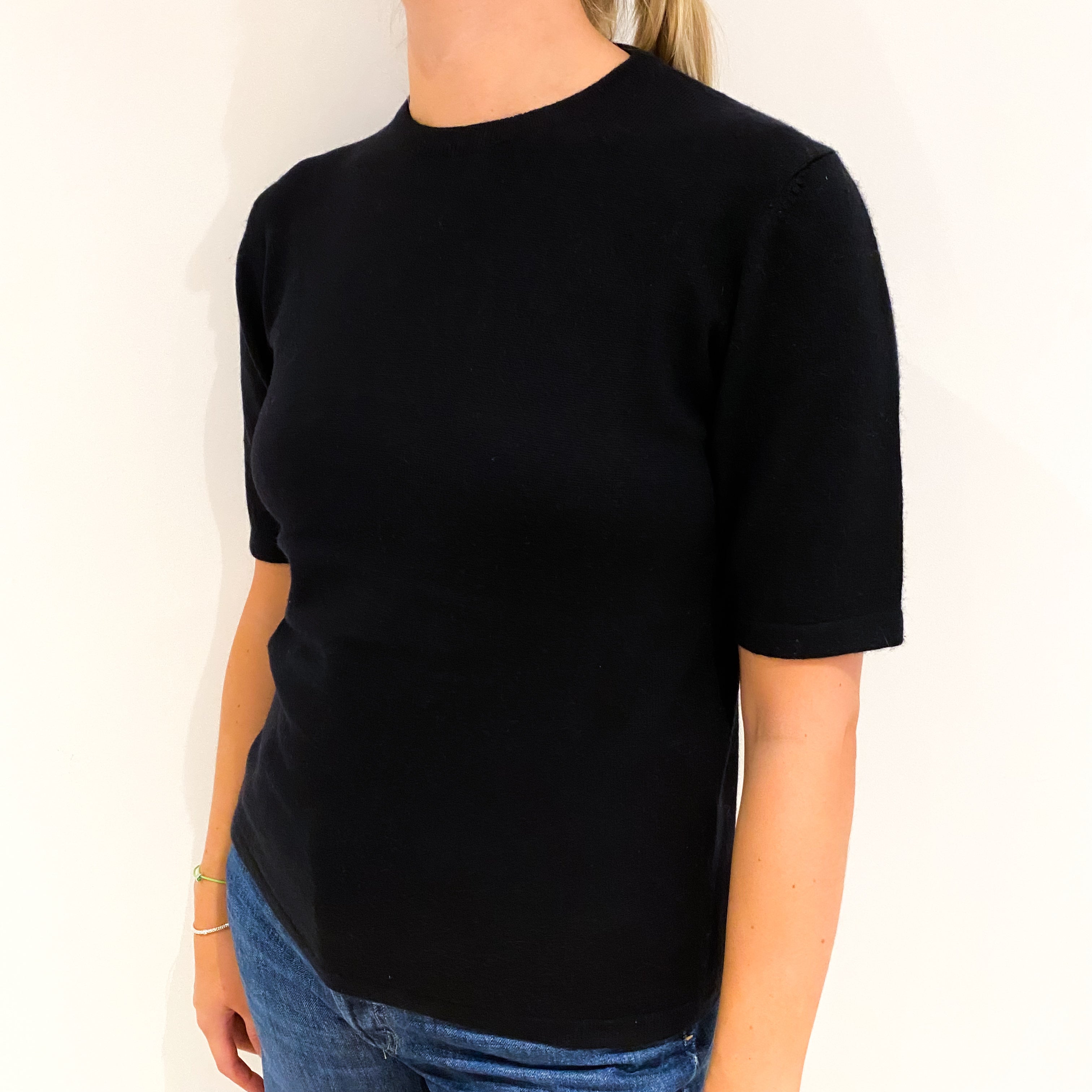 Black Cashmere Crew Neck Jumper Small