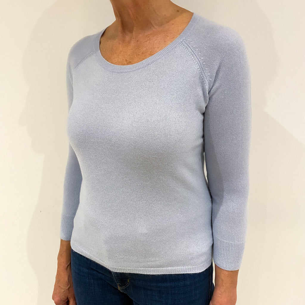 Pale Blue Cashmere Crew Neck Jumper Medium