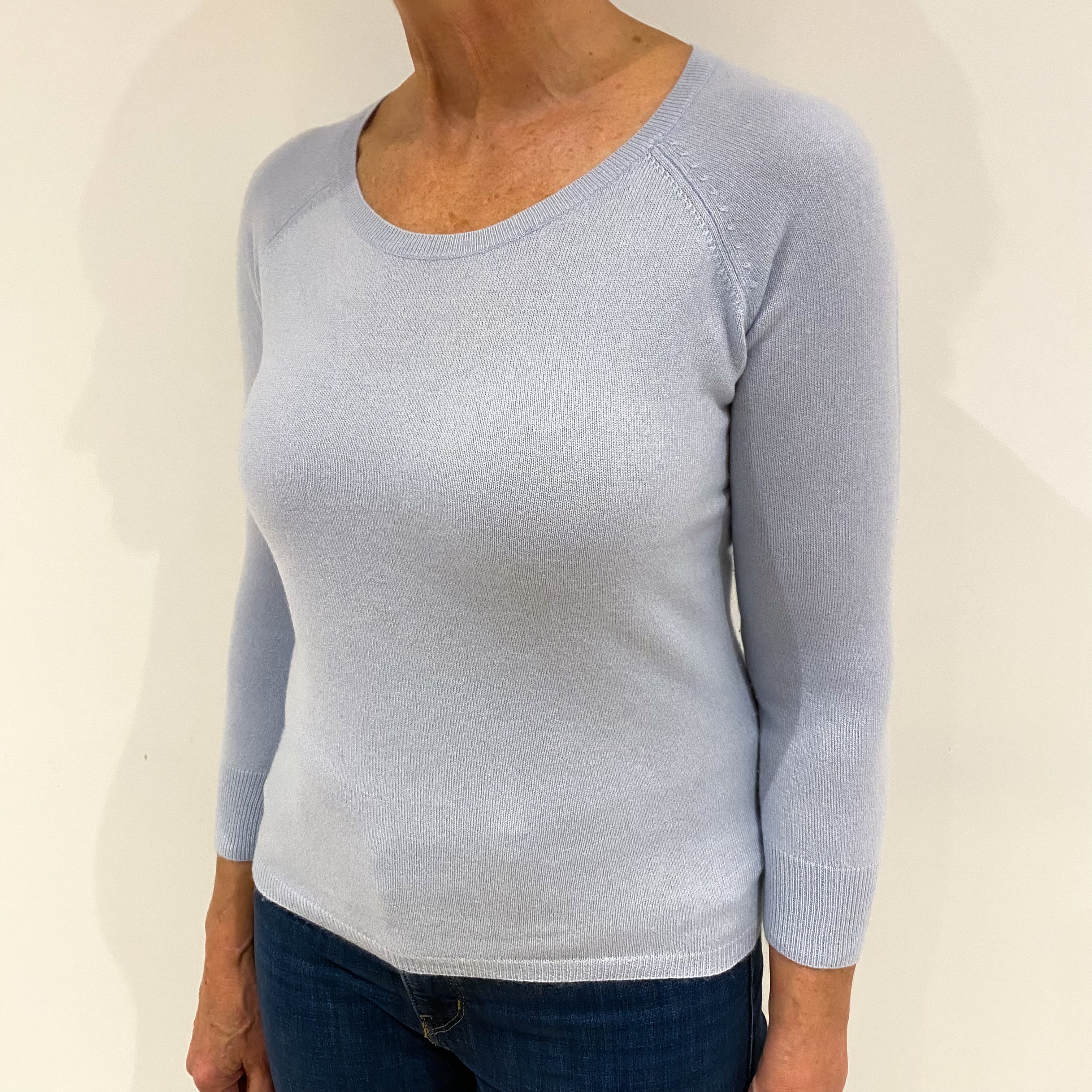 Pale Blue Cashmere Crew Neck Jumper Medium