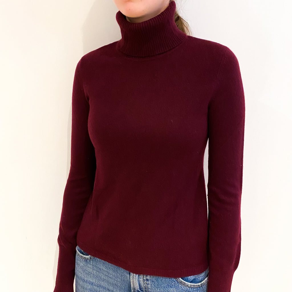 Mulberry Purple Cashmere Polo Neck Jumper Extra Small