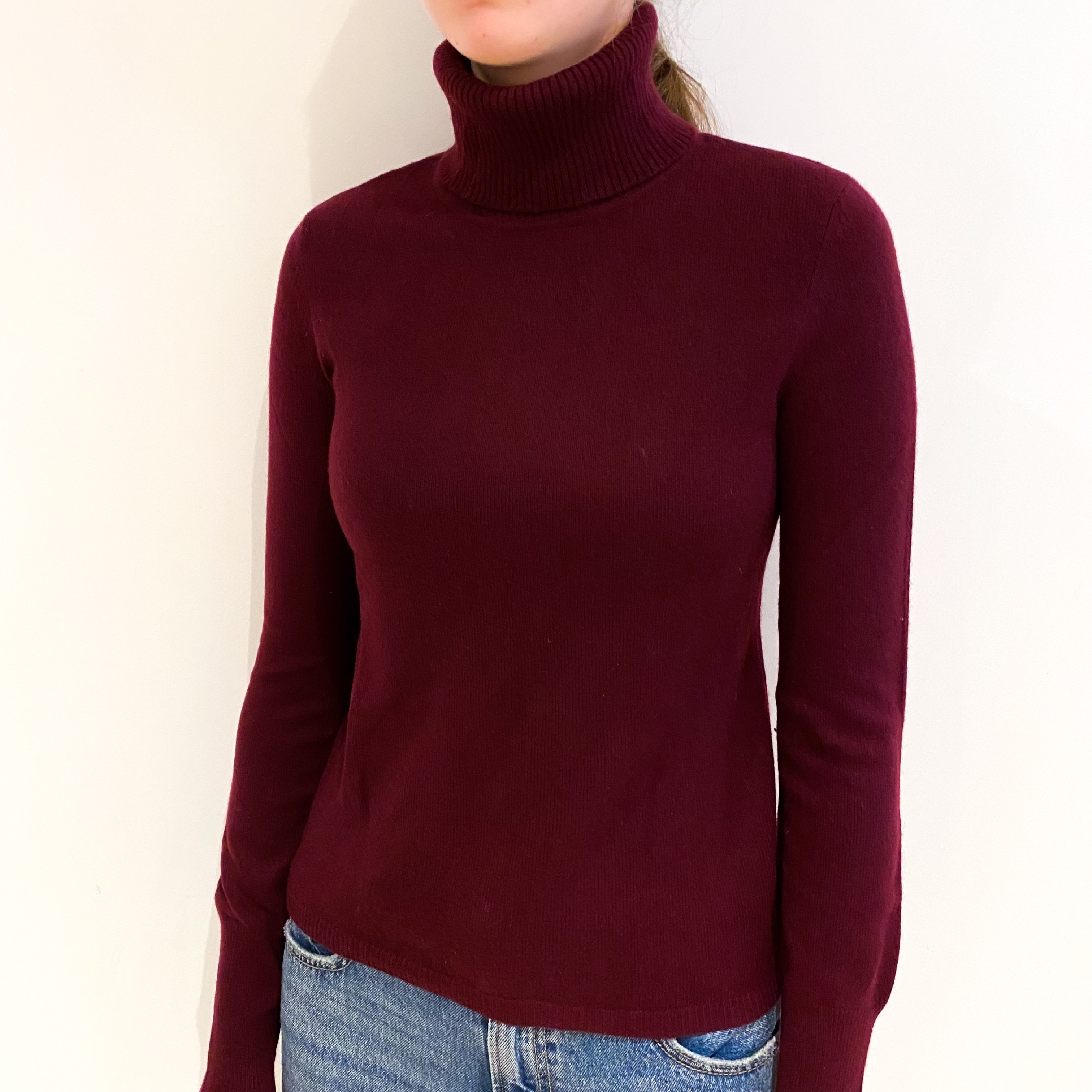 Mulberry Purple Cashmere Polo Neck Jumper Extra Small