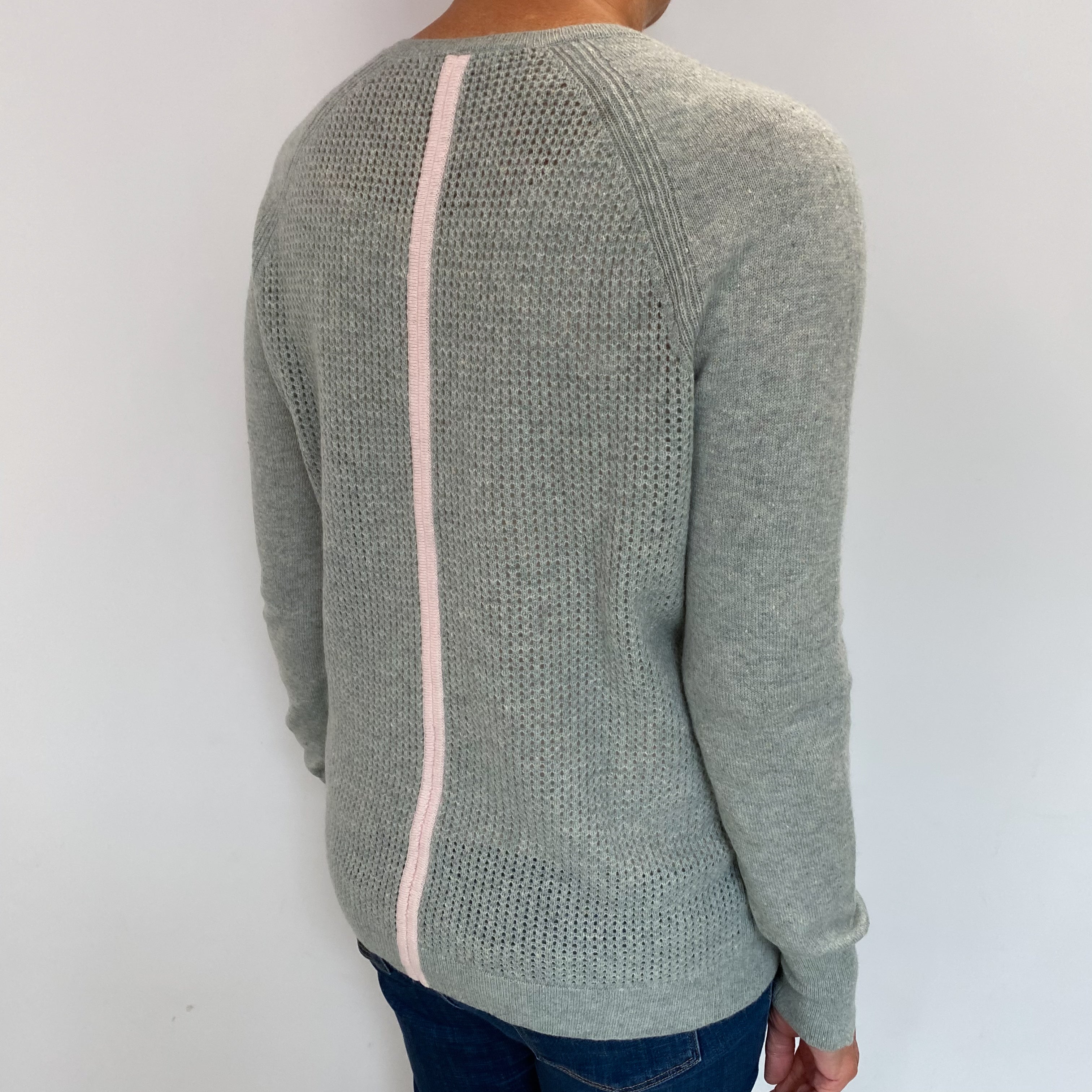 Pale Sage Green Cashmere V Neck Jumper Medium