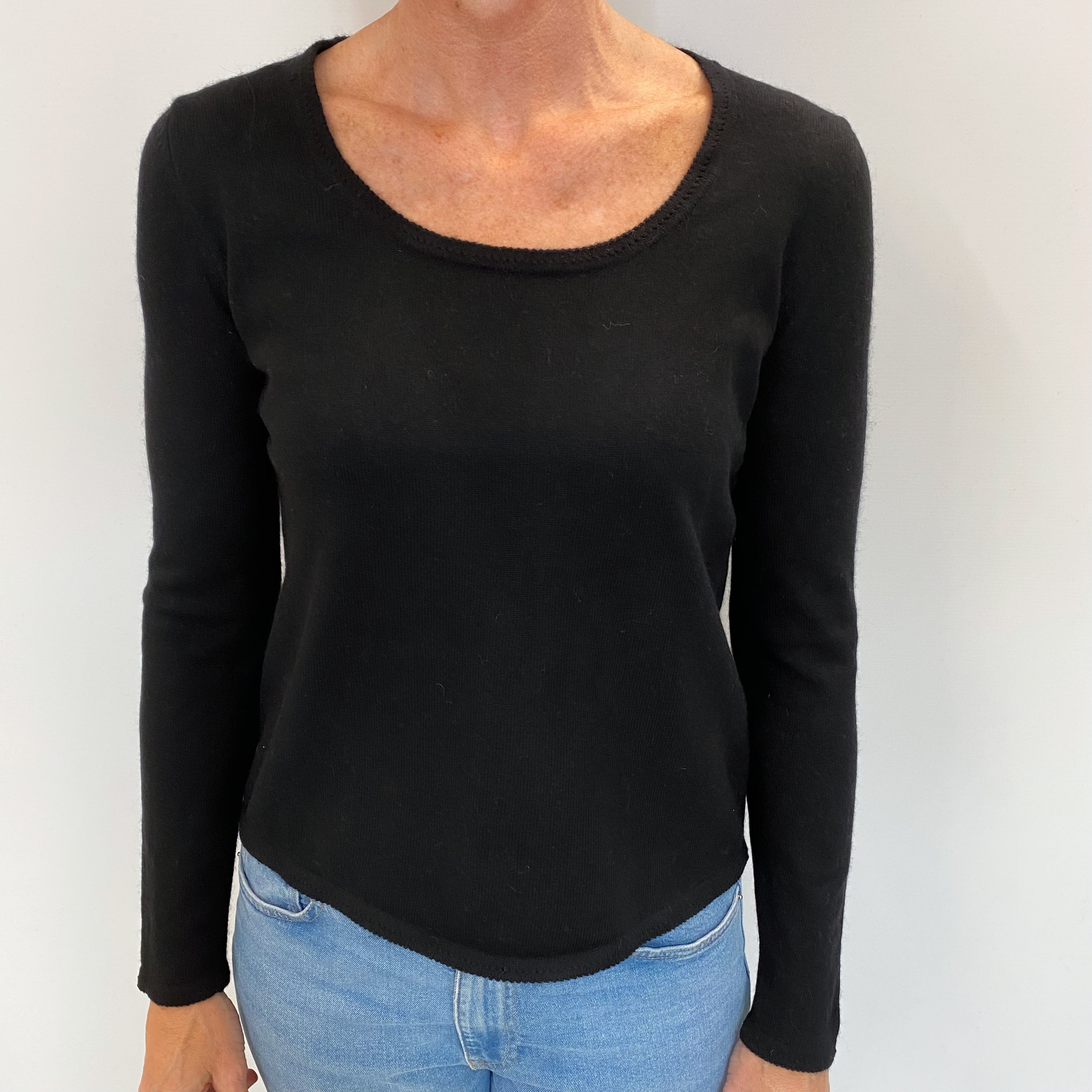 Black Cashmere Scoop Neck Jumper Small