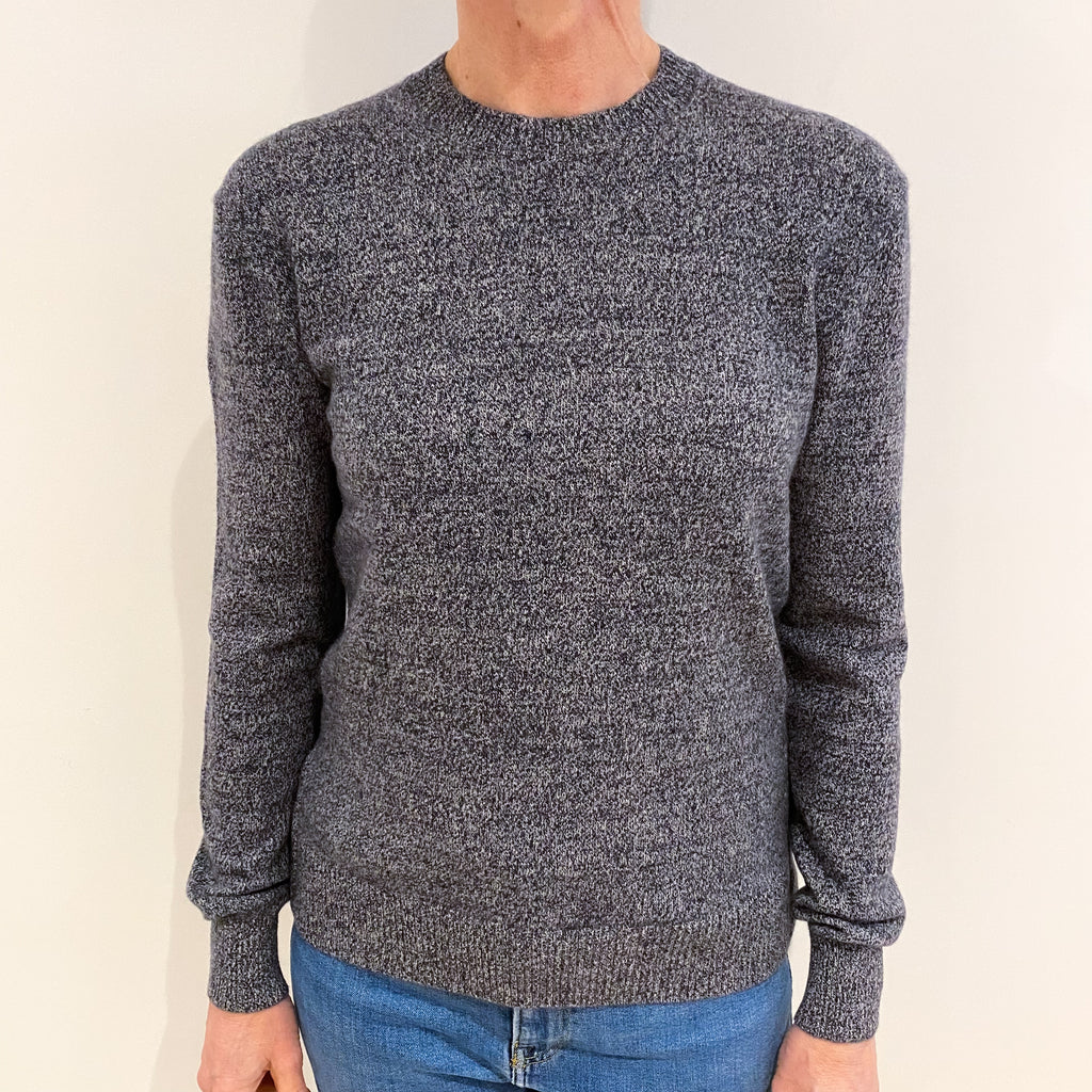 Charcoal Grey Marl Cashmere Crew Neck Jumper Small
