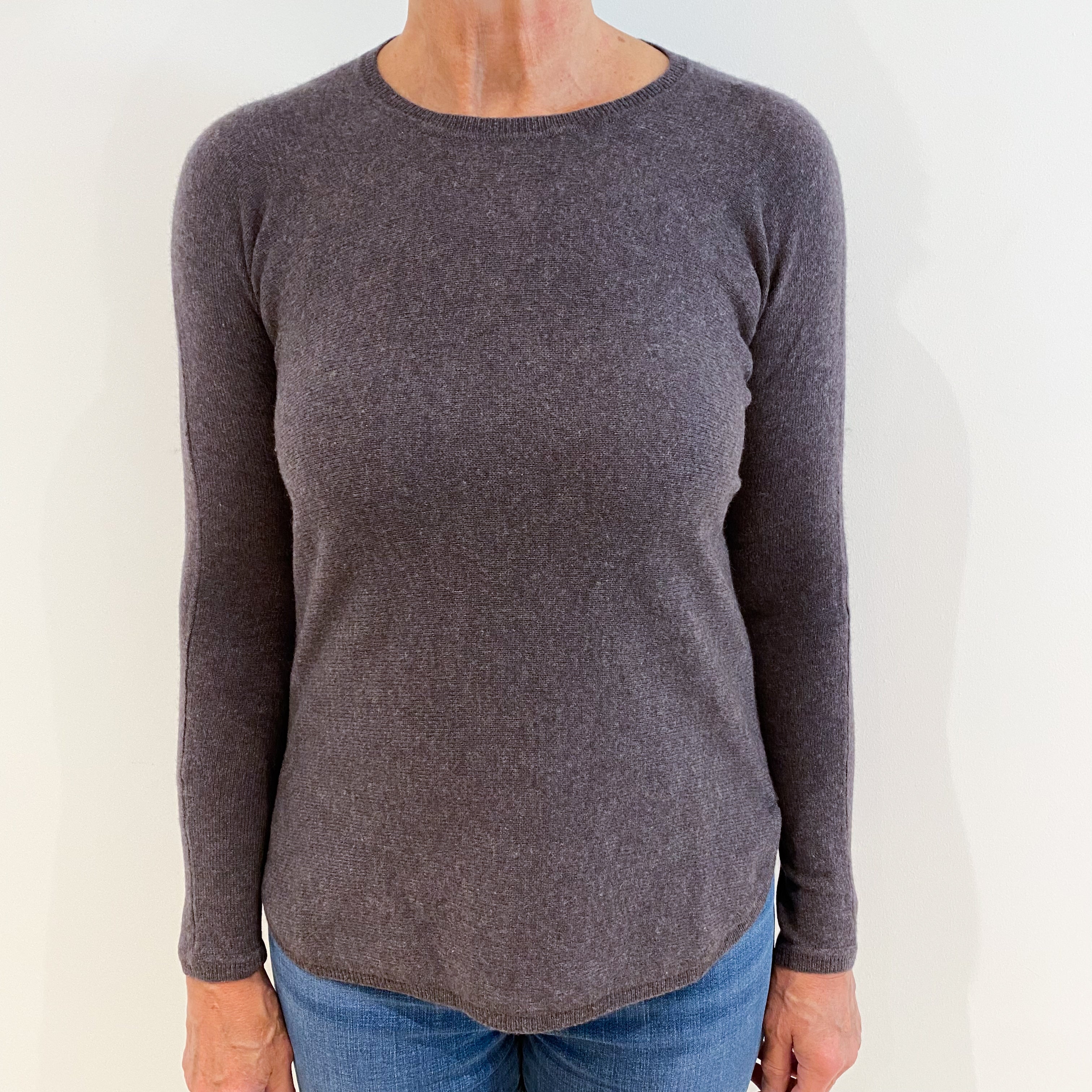 Purple Slate Batwing Cashmere Crew Neck Jumper Medium