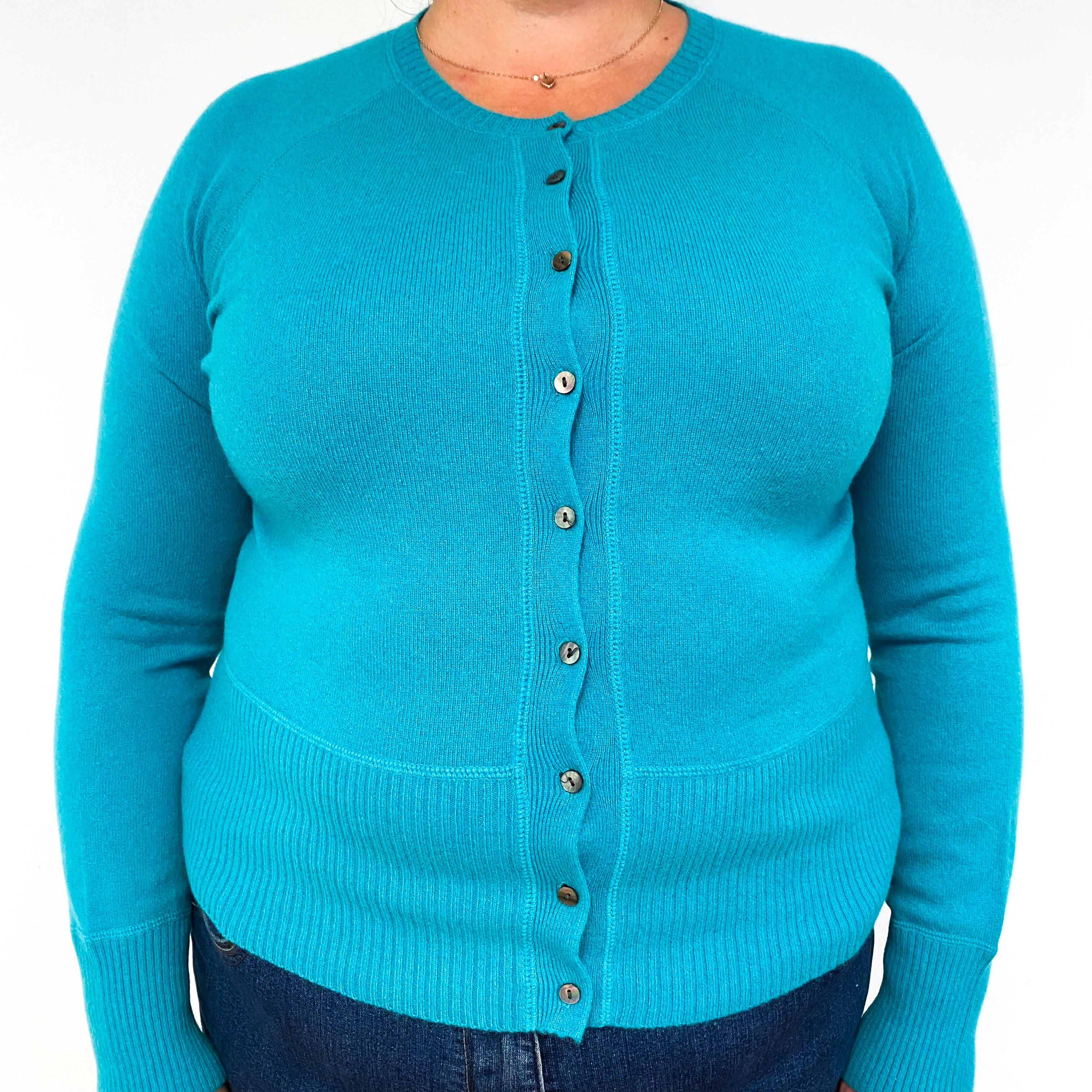 Emerald Green Cashmere Crew Neck Cardigan Extra Large