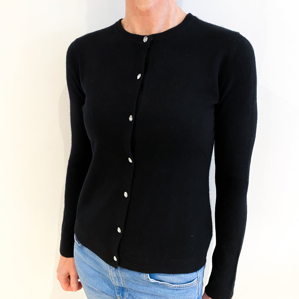 Black Cashmere Crew Neck Cardigan Small