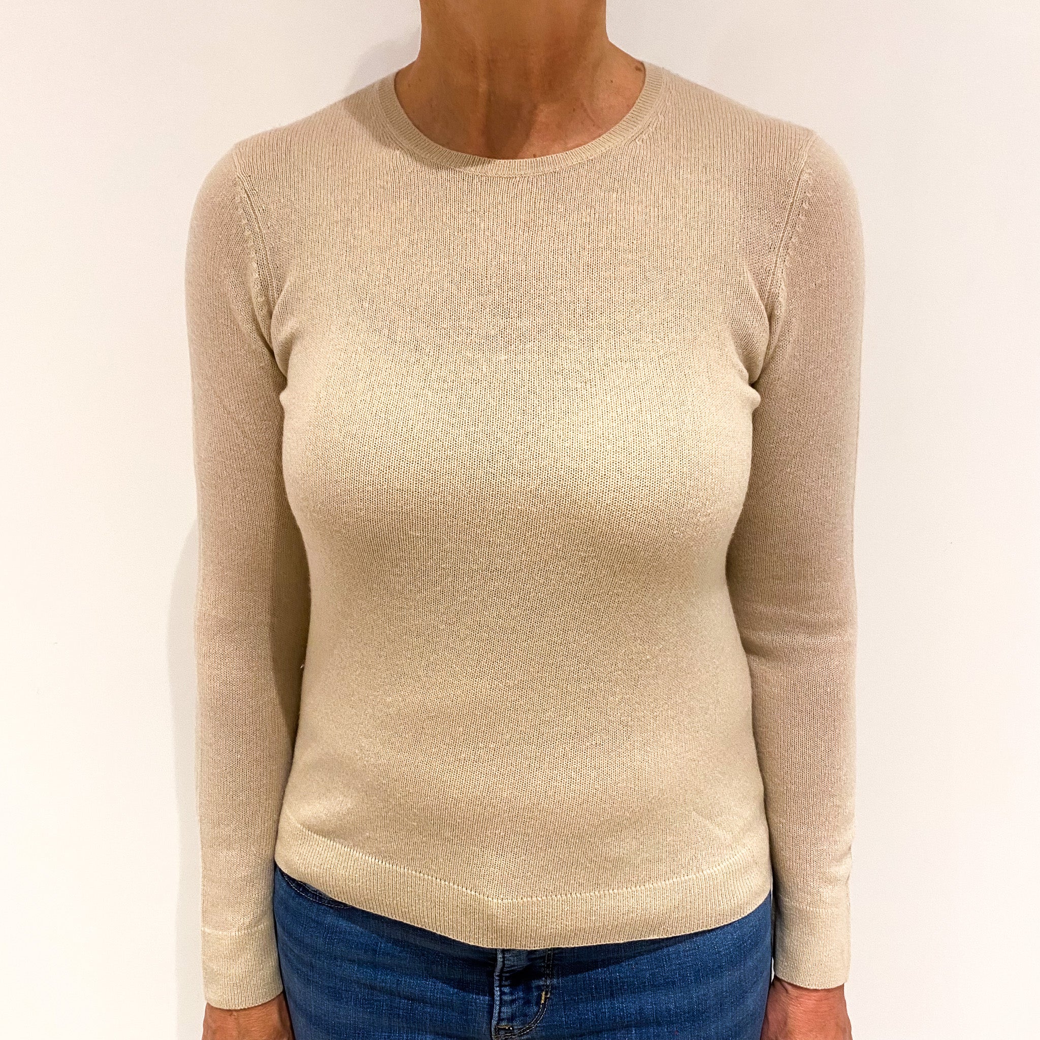 Sand Cashmere Crew Neck Jumper Medium