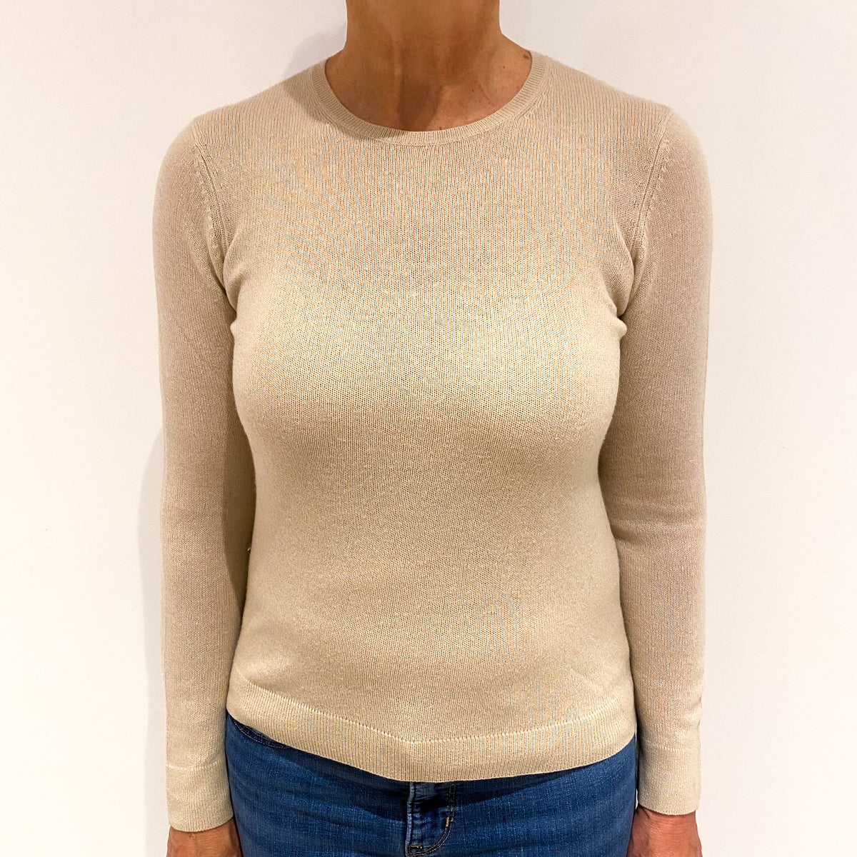 Sand Cashmere Crew Neck Jumper Medium