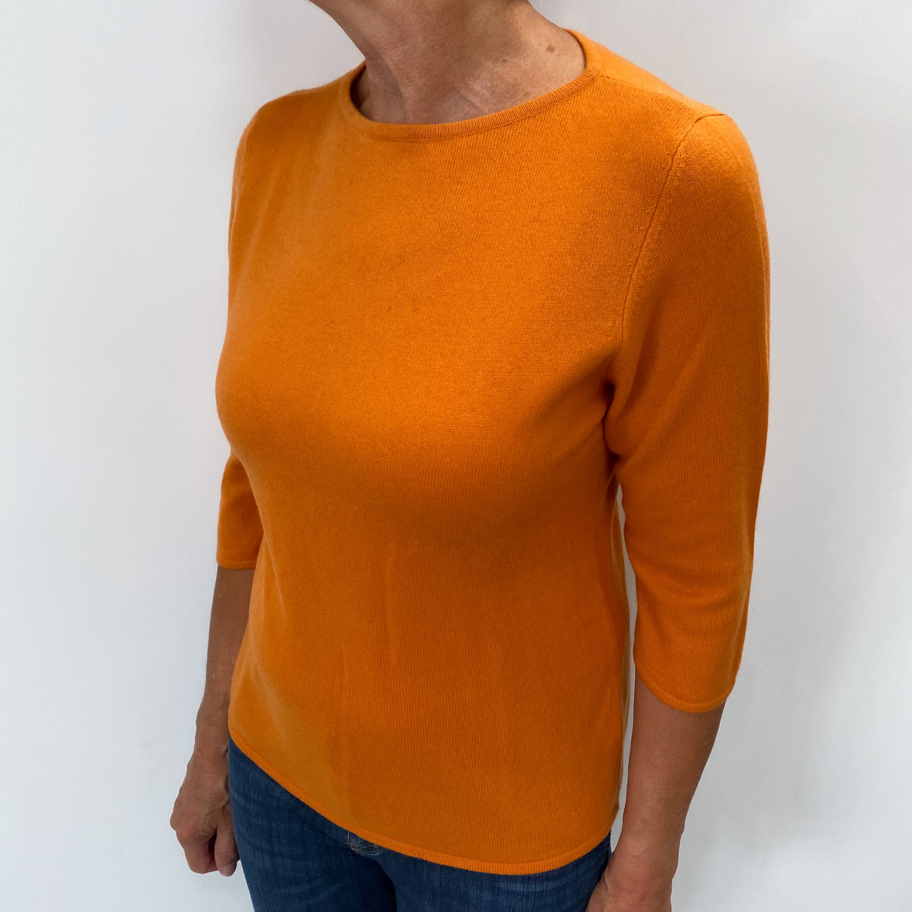 Pumpkin Orange Cashmere Boat Neck Jumper Medium
