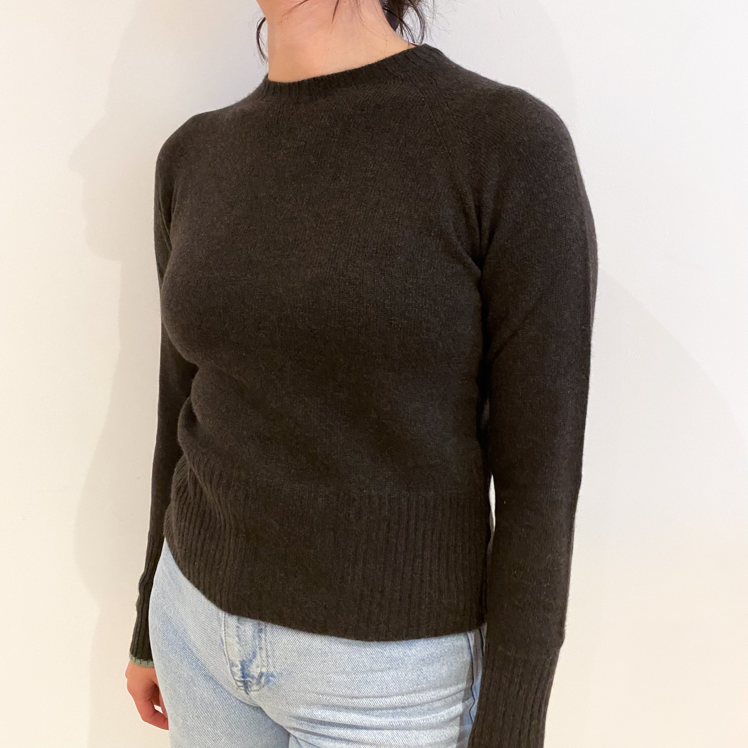 Brora Mole Brown Cashmere Crew Neck Jumper Small