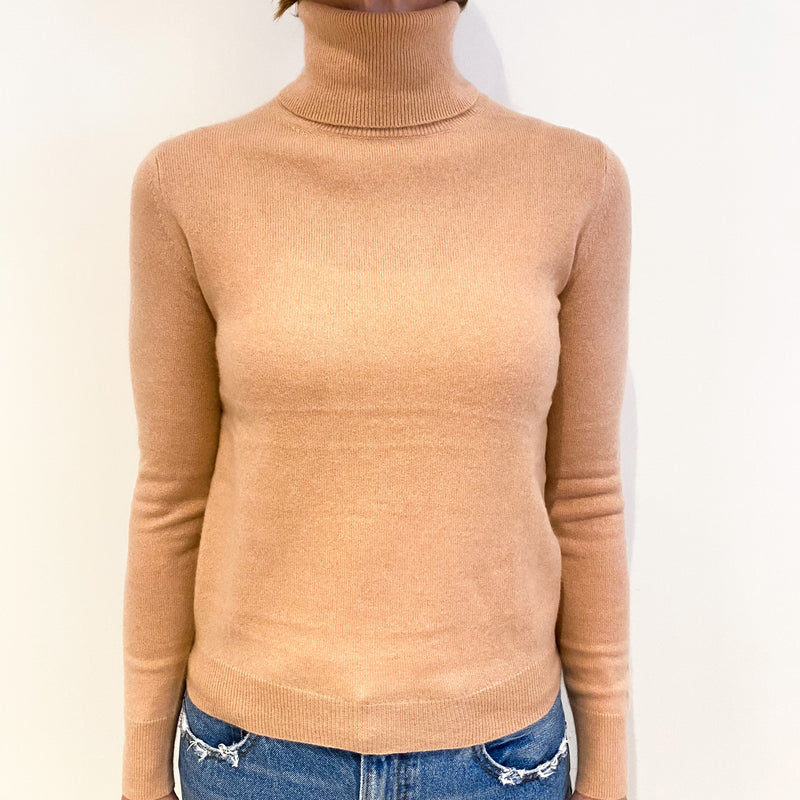Muted Butterscotch Cashmere Polo Neck Jumper Small
