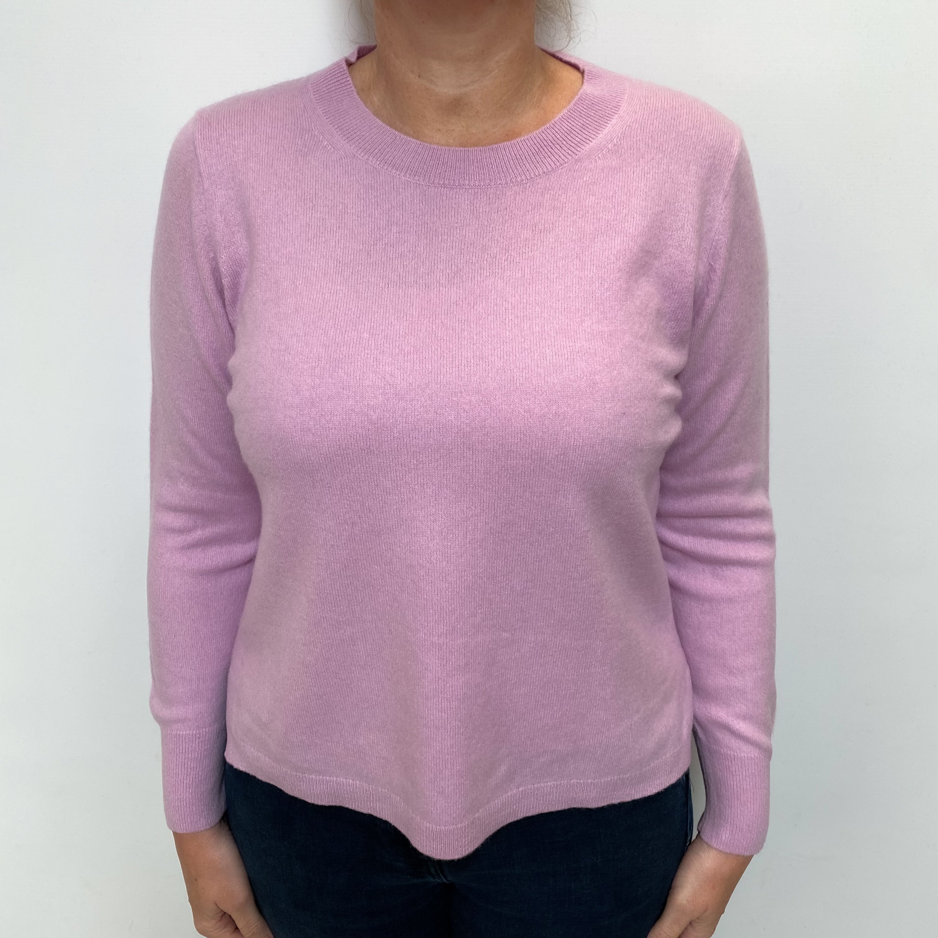 Foxglove Pink Cashmere Crew Neck Jumper Large