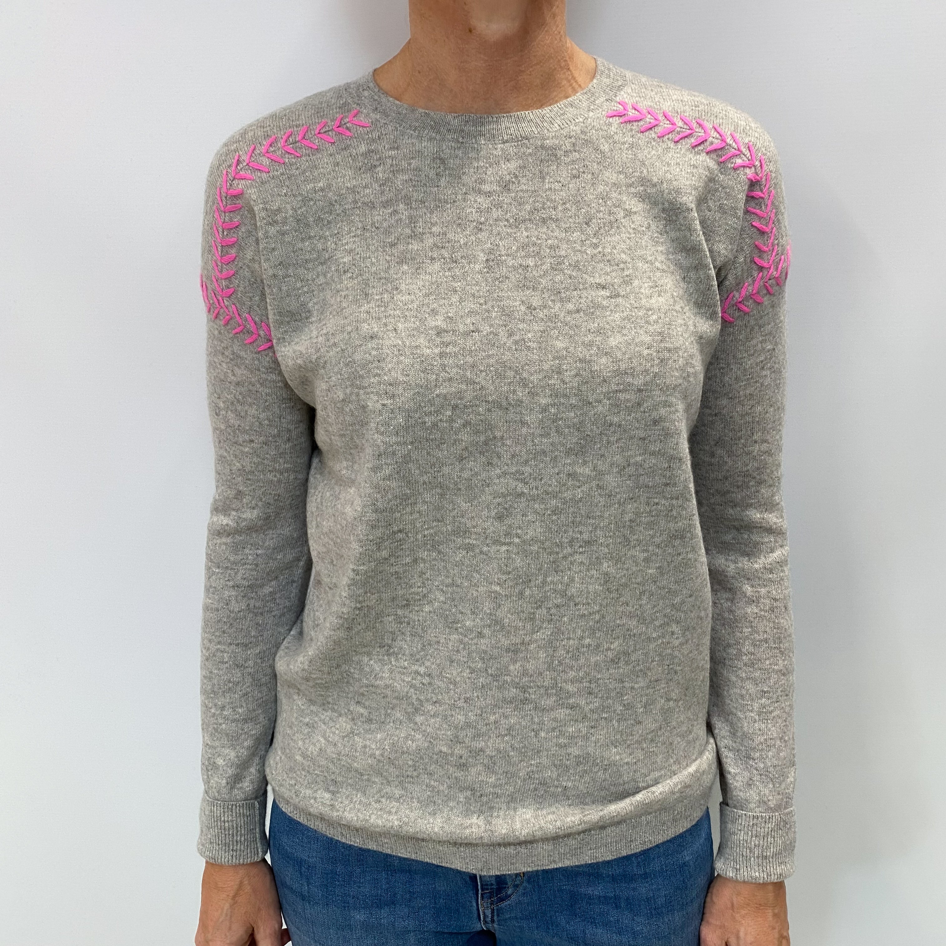 Smoke Grey Cashmere Crew Neck Jumper Small
