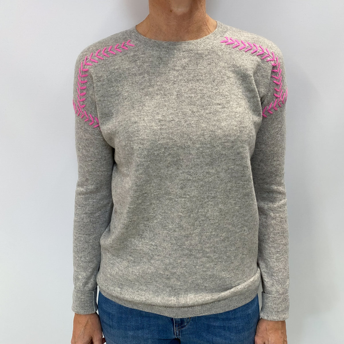 Smoke Grey Cashmere Crew Neck Jumper Small