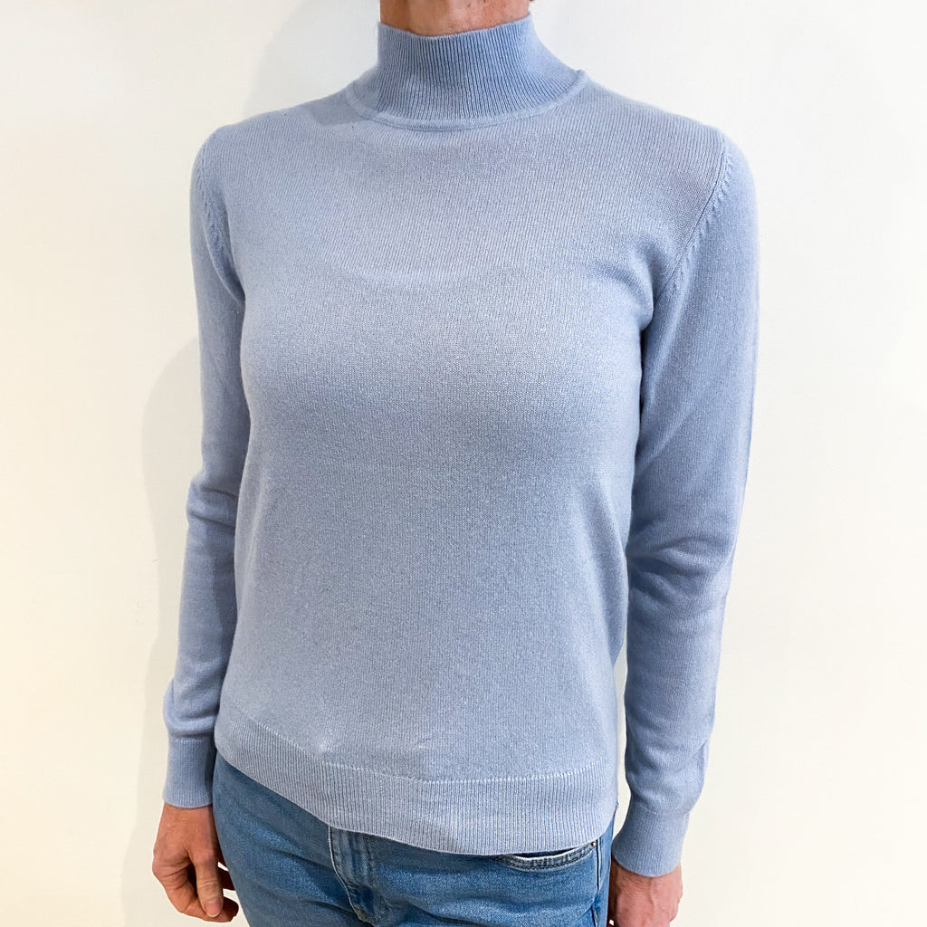 Pale Blue Cashmere Turtle Neck Jumper Small