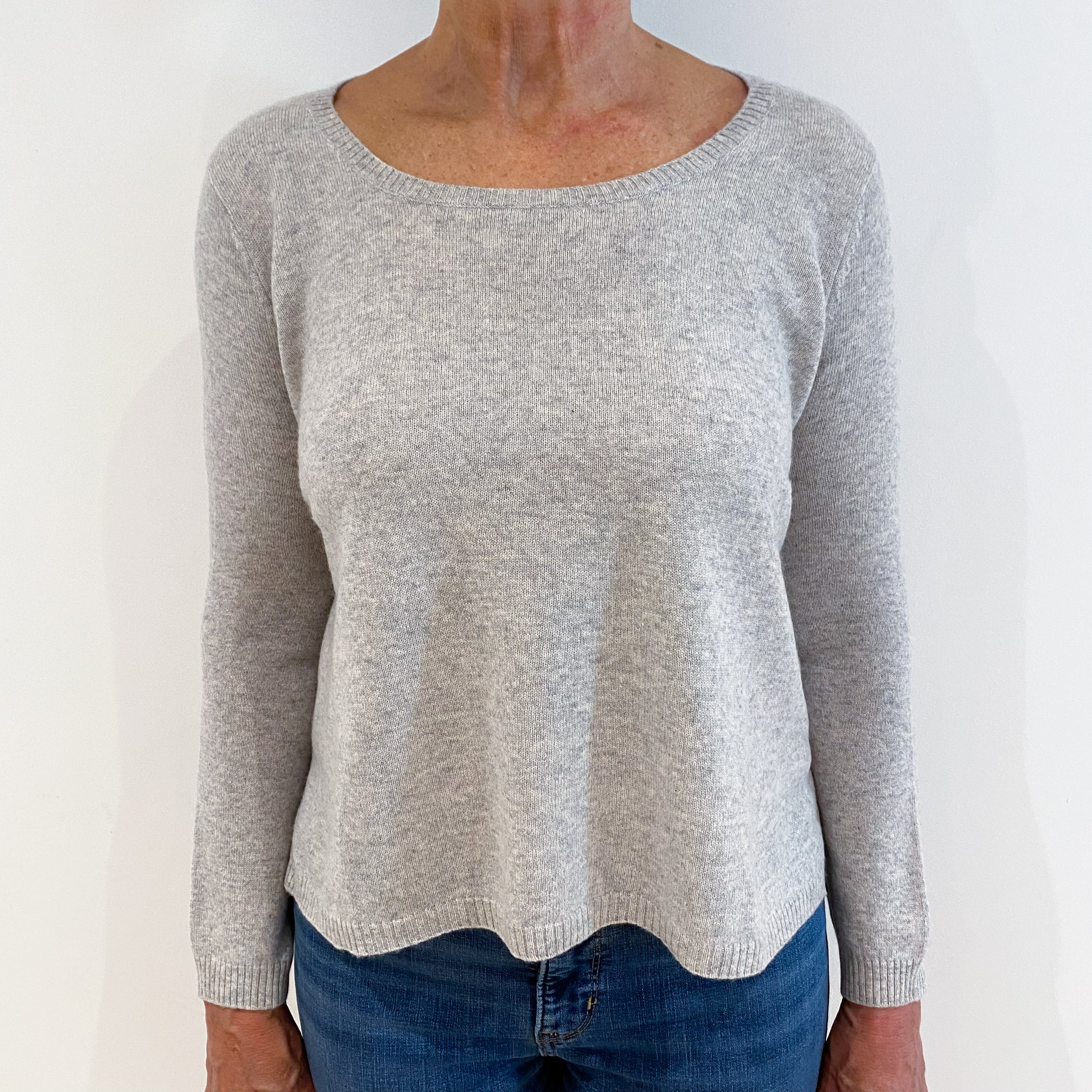Mist Grey Slouchy Cashmere Crew Neck Jumper Medium