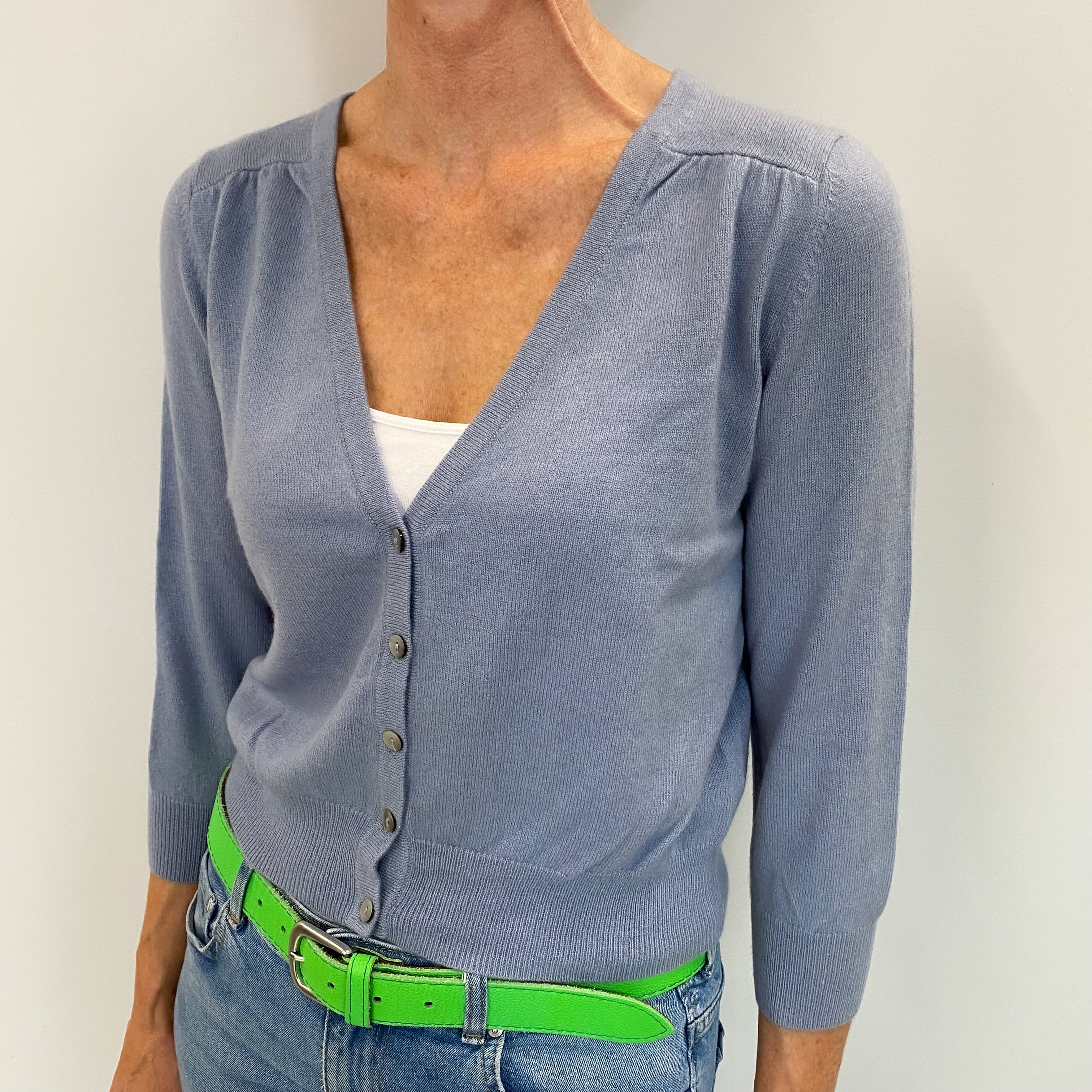 Sky Blue Cashmere V Neck Cardigan Small