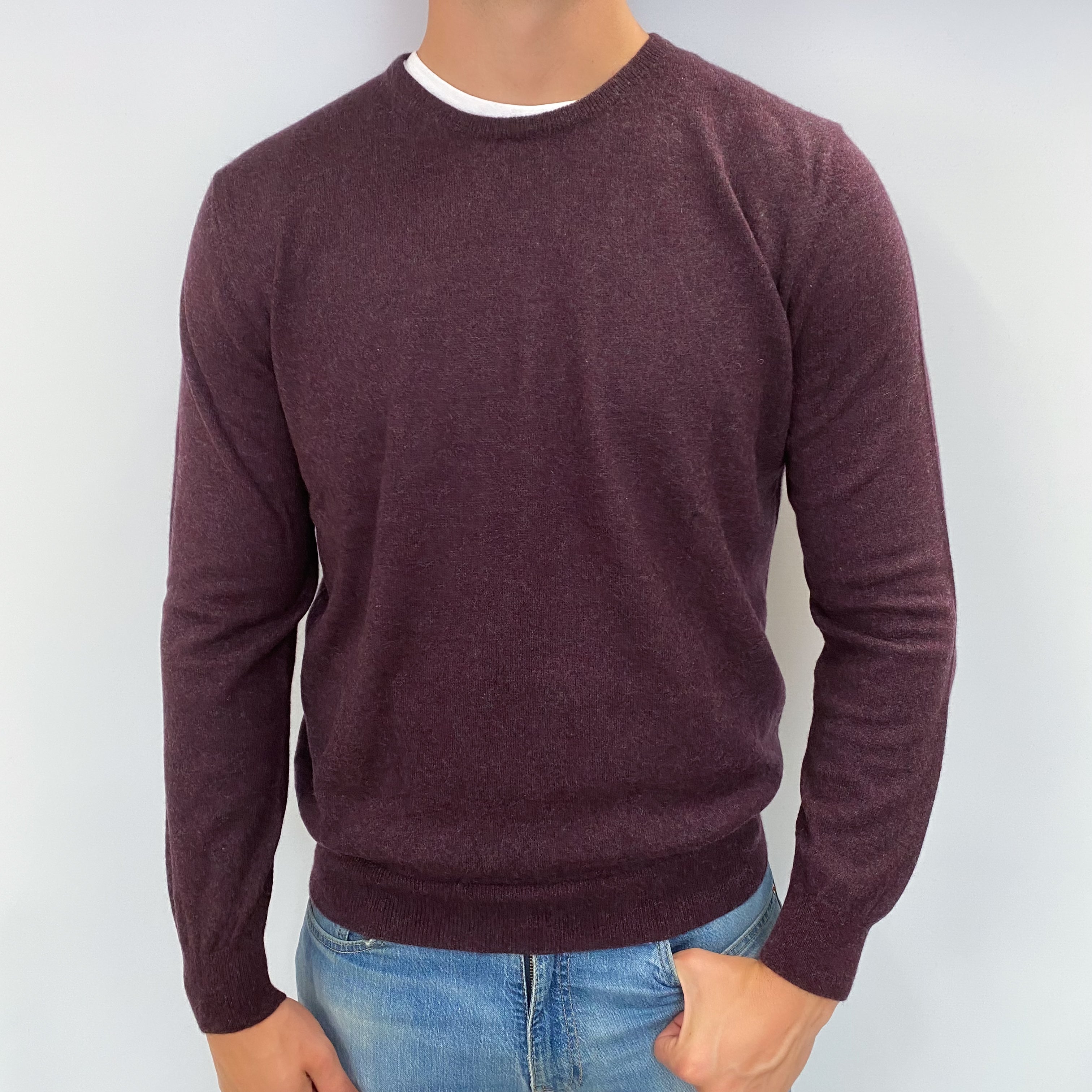 Men's Puce Purple Cashmere Crew Neck Jumper XL