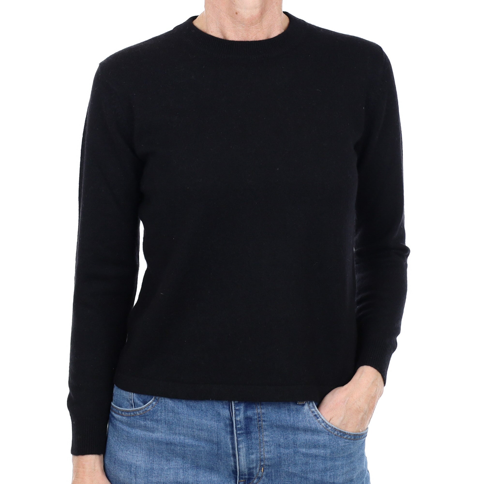 Black Cashmere Crew Neck Jumper Small
