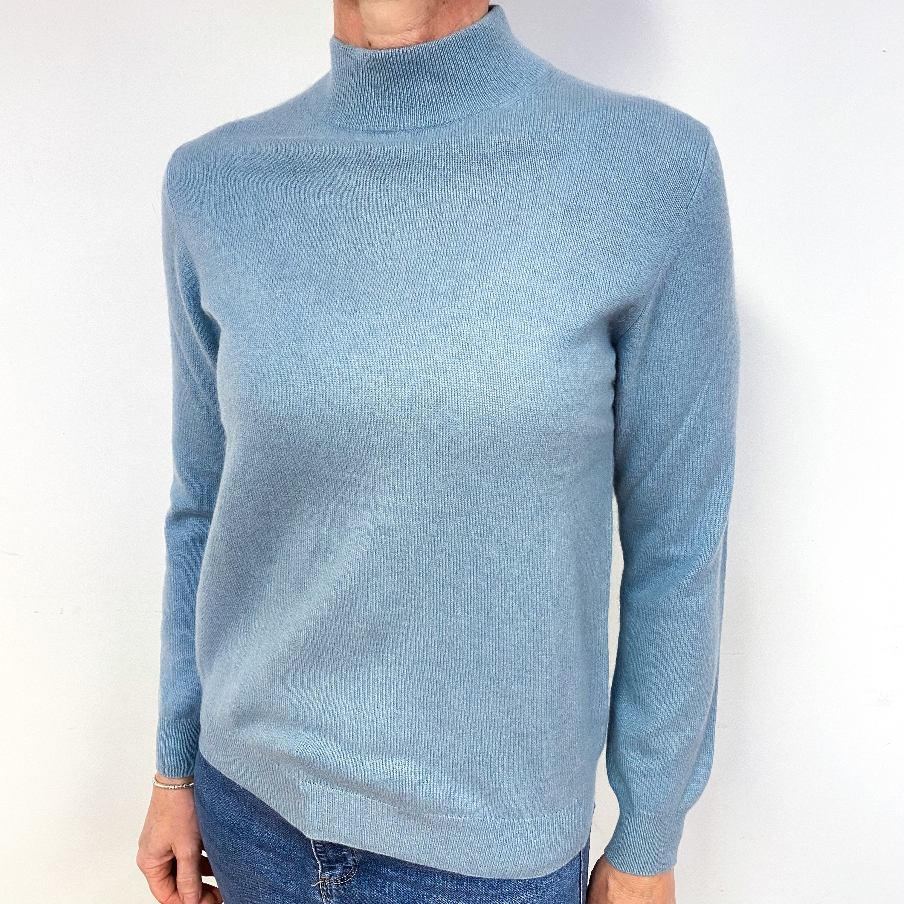 Sky Blue Cashmere Turtle Neck Jumper Medium